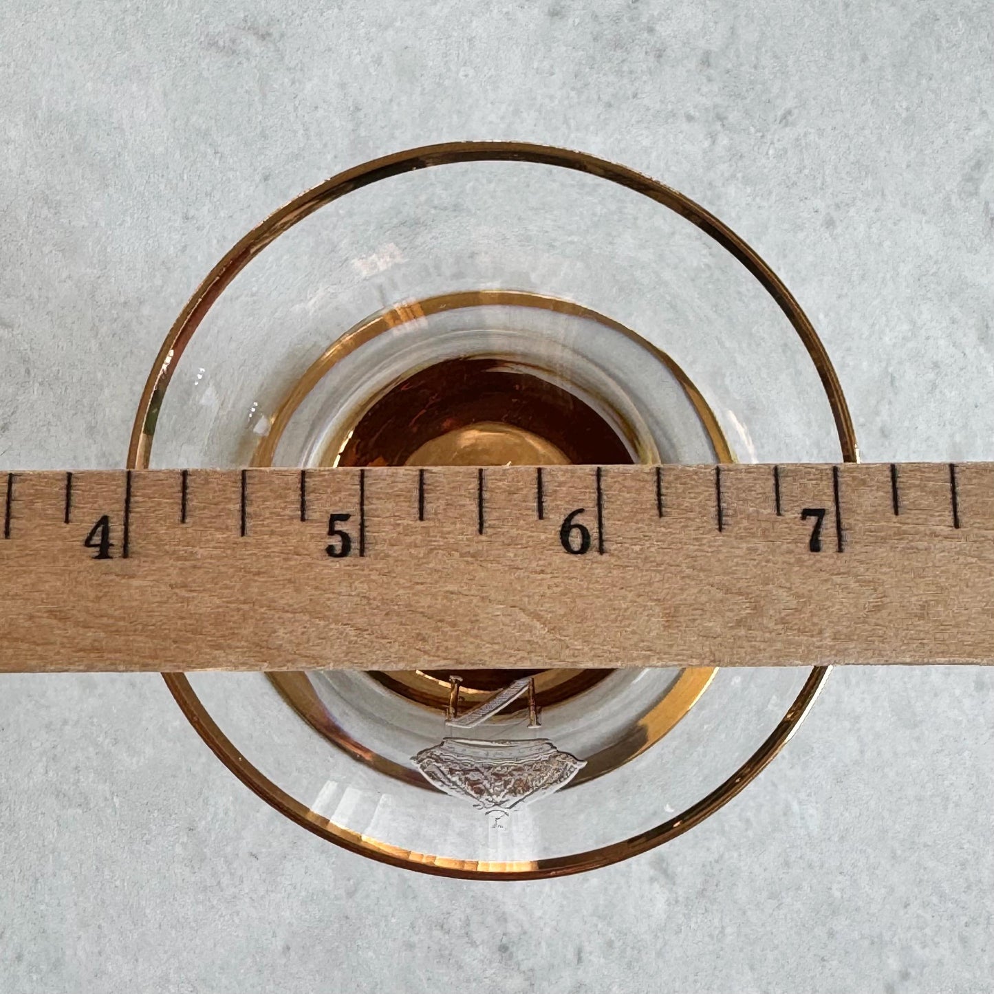 Vintage Bayel Napoleon Gold Trim Glasses with N Etch on Bowl - Set of 2 (#N1)