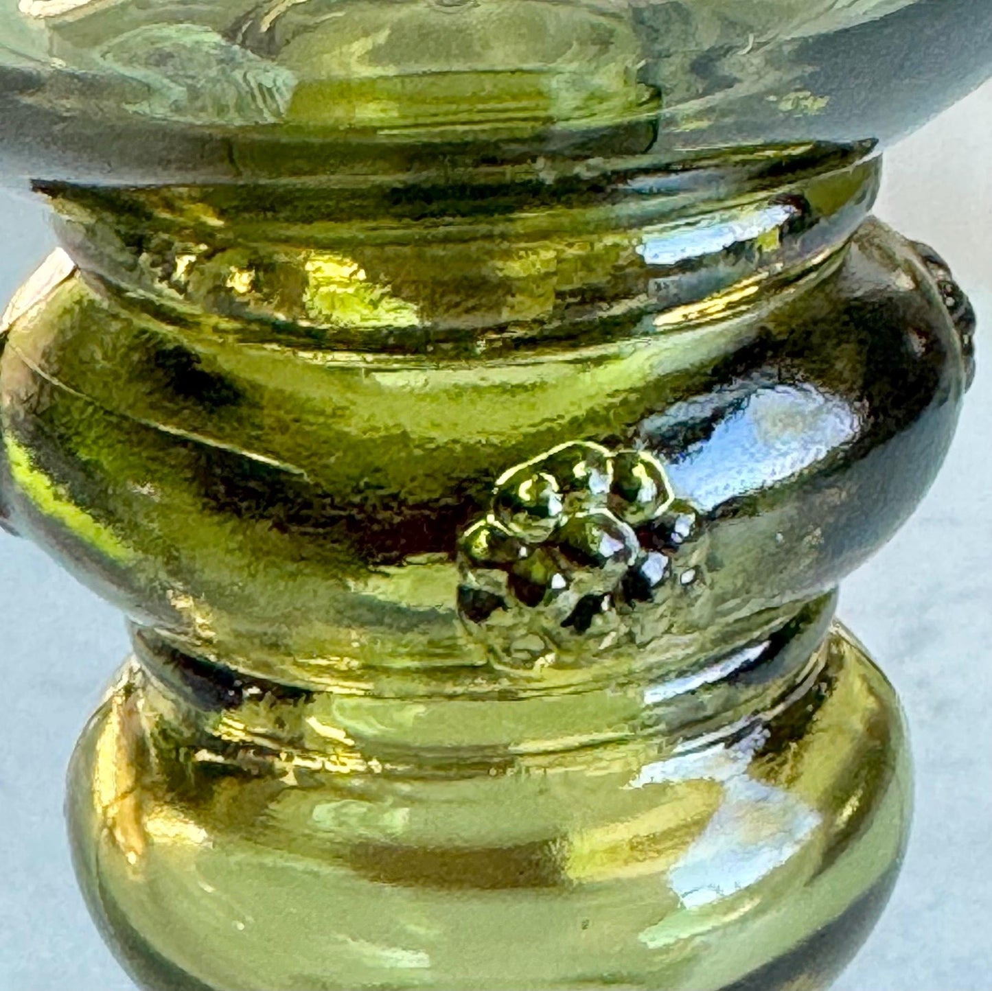 Vintage Austrian Roemer Green Glasses with a Grape and Vine Design in Gold - Set of 6