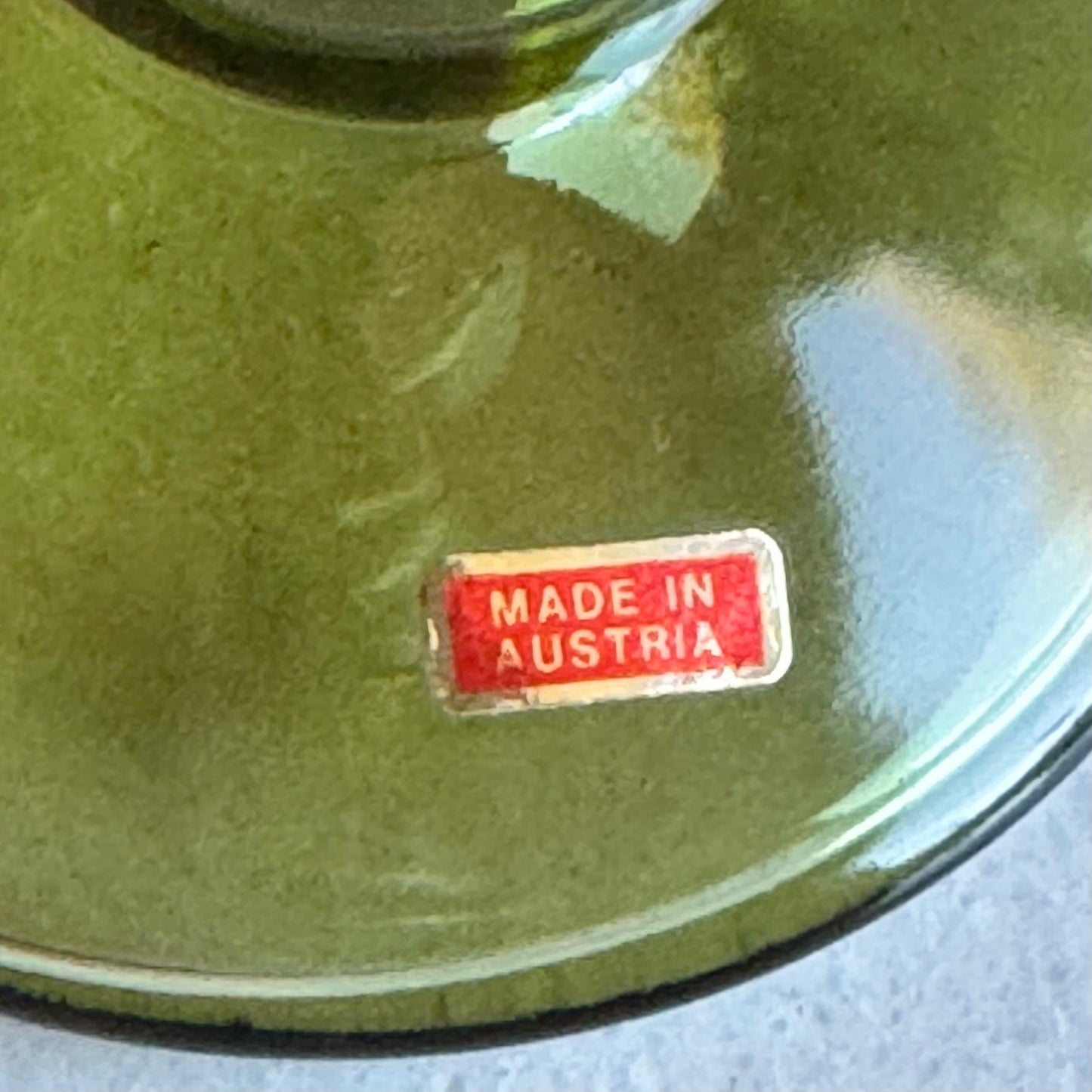 Vintage Austrian Roemer Green Glasses with a Grape and Vine Design in Gold - Set of 6