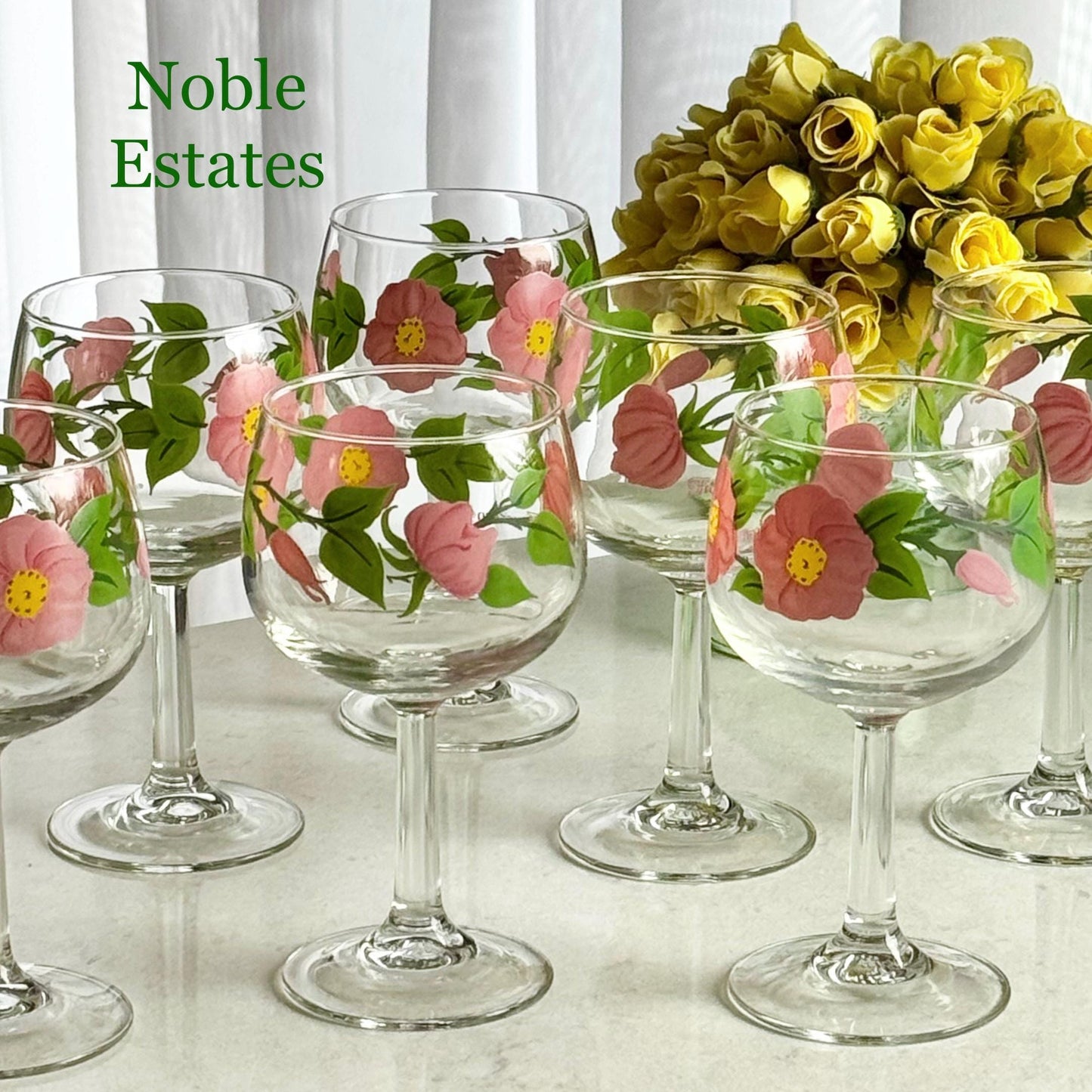 Vintage Franciscan Desert Rose Glasses (6-1/2 inch, 12 oz.) - Set of 8