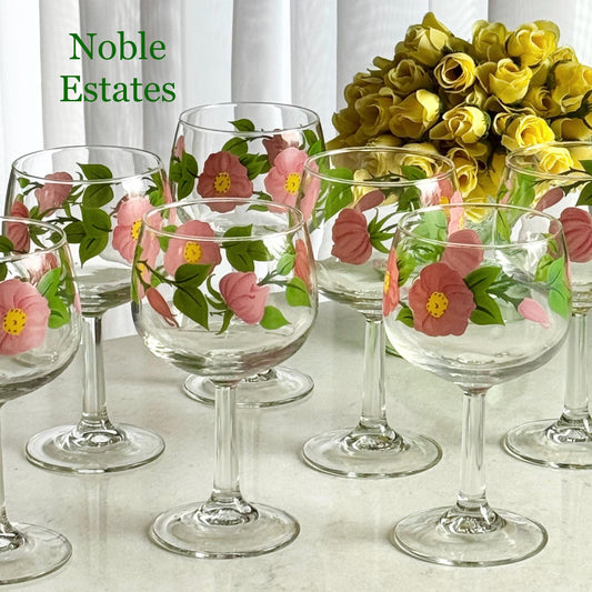 Vintage Franciscan Desert Rose Glasses (6-1/2 inch, 12 oz.) - Set of 8