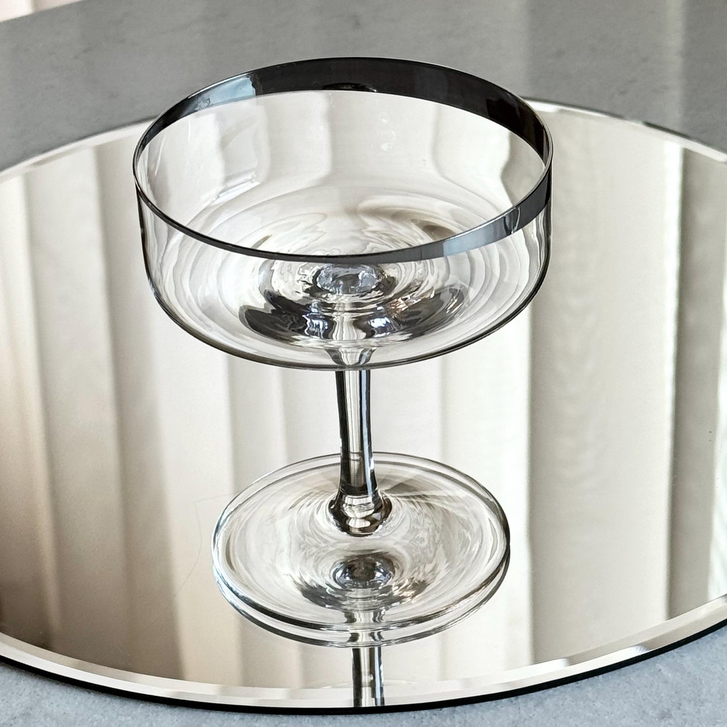 Vintage Crown Jewel Silver Moon Platinum Rimmed Glasses - Set of 4