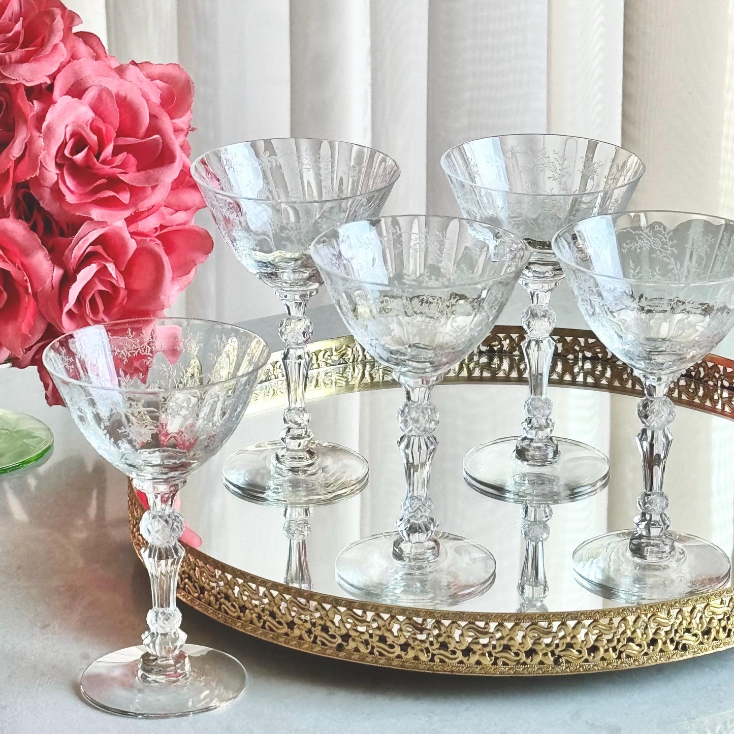 Vintage Fostoria Chintz Glasses (circa 1940 - 1973) - Set of 5