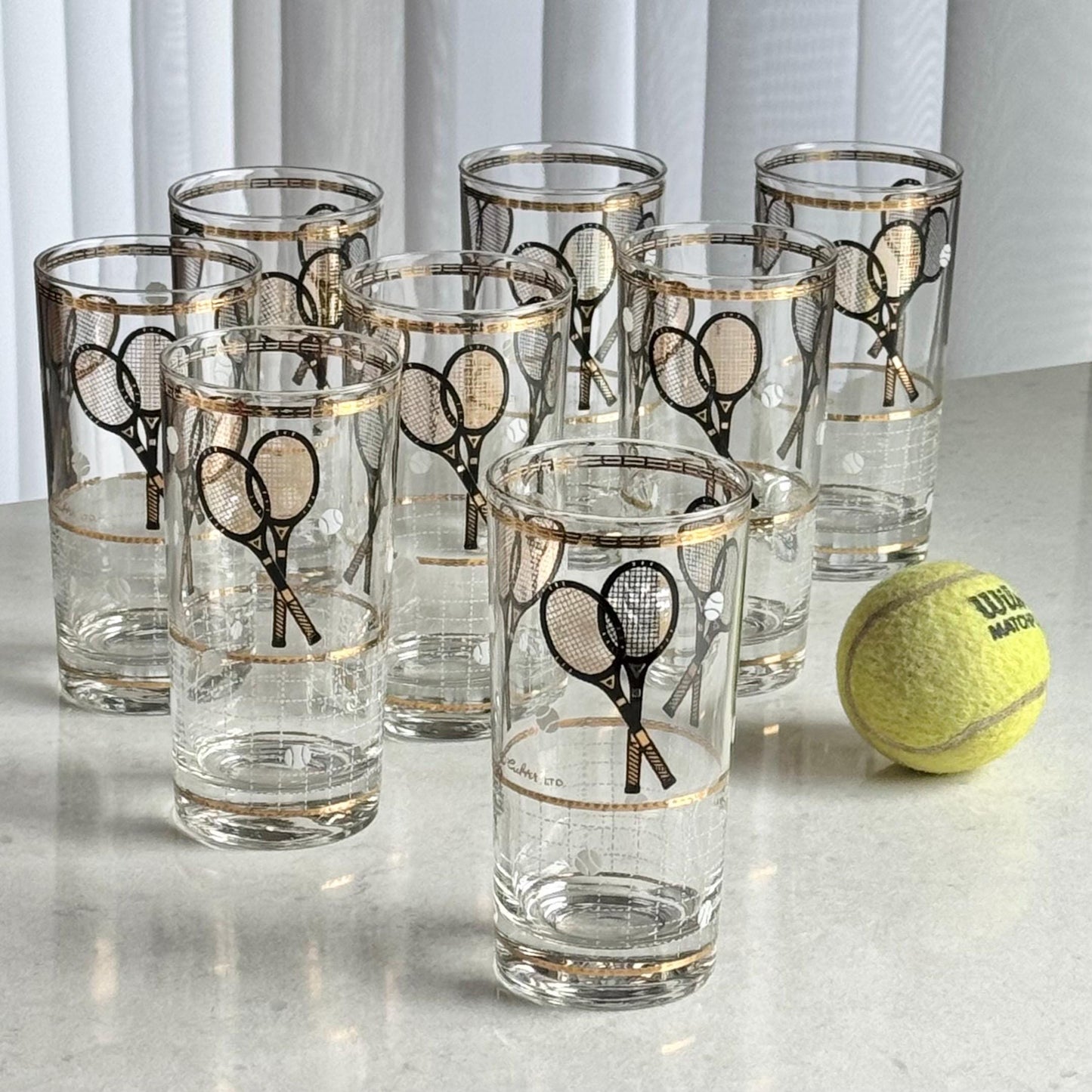 Vintage Culver Tennis Highball Glasses - Set of 8