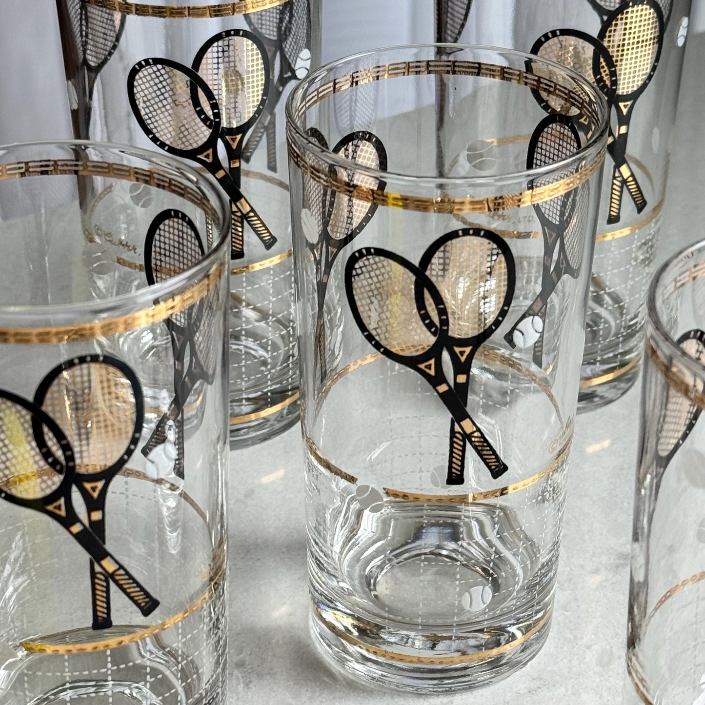 Vintage Culver Tennis Highball Glasses - Set of 8