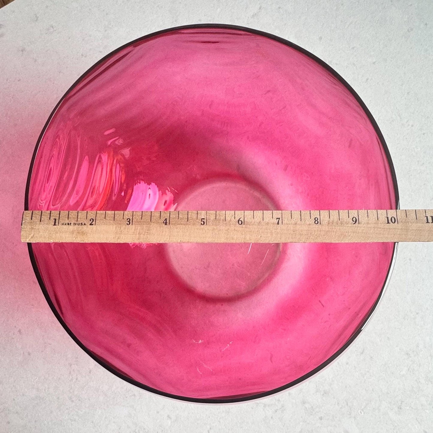 Vintage West Virginia Glass Rose Lustre Loop Optic Punch Bowl and 7 Glasses