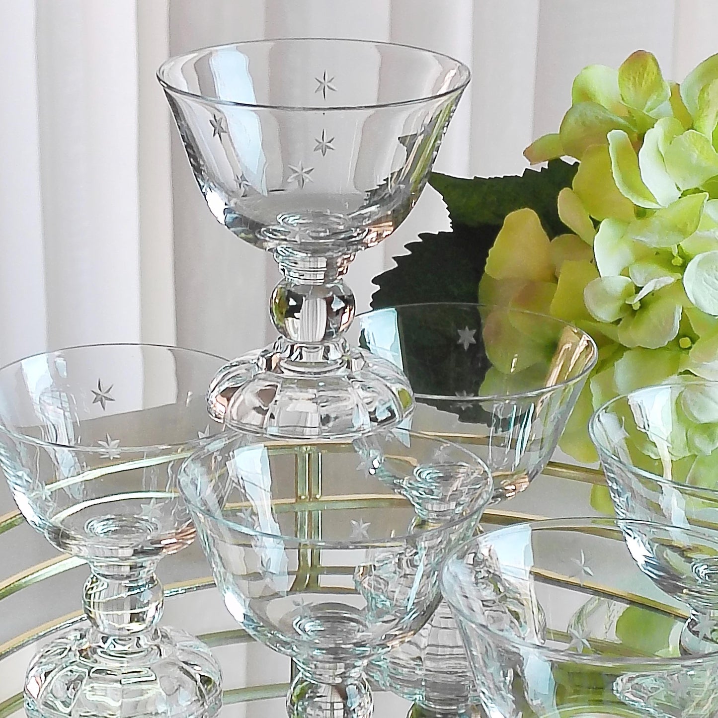 Vintage Fostoria National Star Cut Glasses (circa 1933 - 1943) - Set of 10
