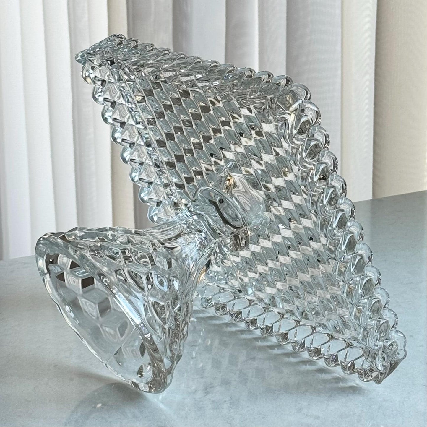 Vintage Fostoria American Square Cake Stand with Rum Well (circa 1915 - 1982)