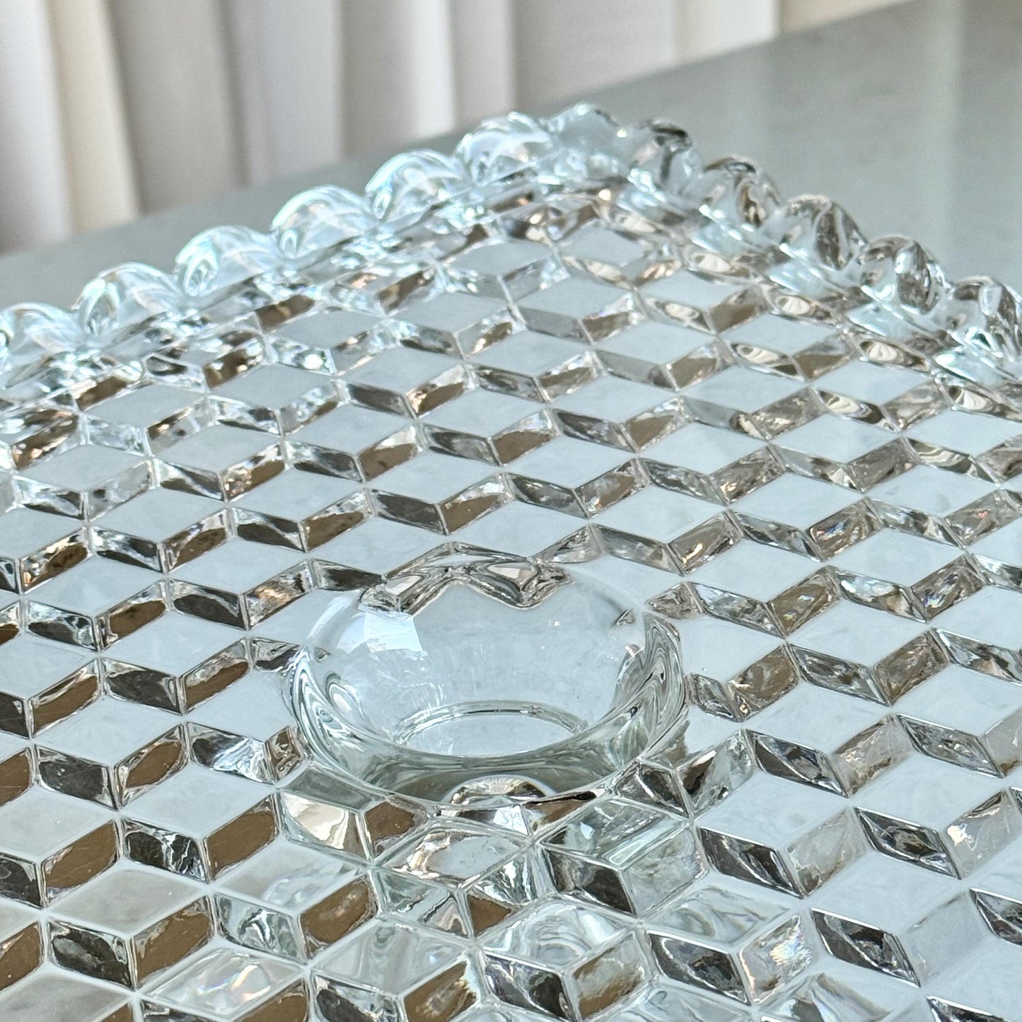 Vintage Fostoria American Square Cake Stand with Rum Well (circa 1915 - 1982)