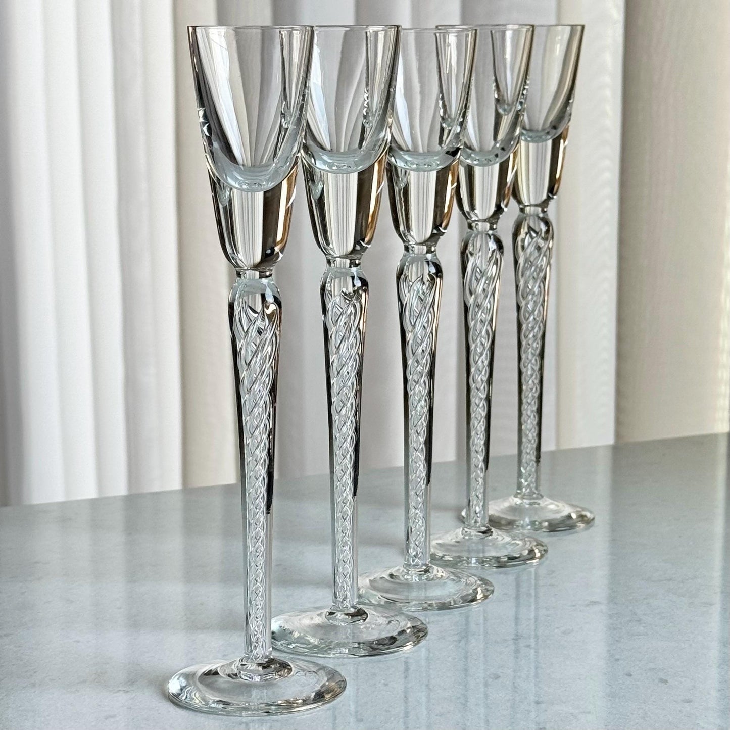 Vintage Bohemia Crystal-Crystalex Air Twist Stem Glasses (#BOC270) - Set of 5