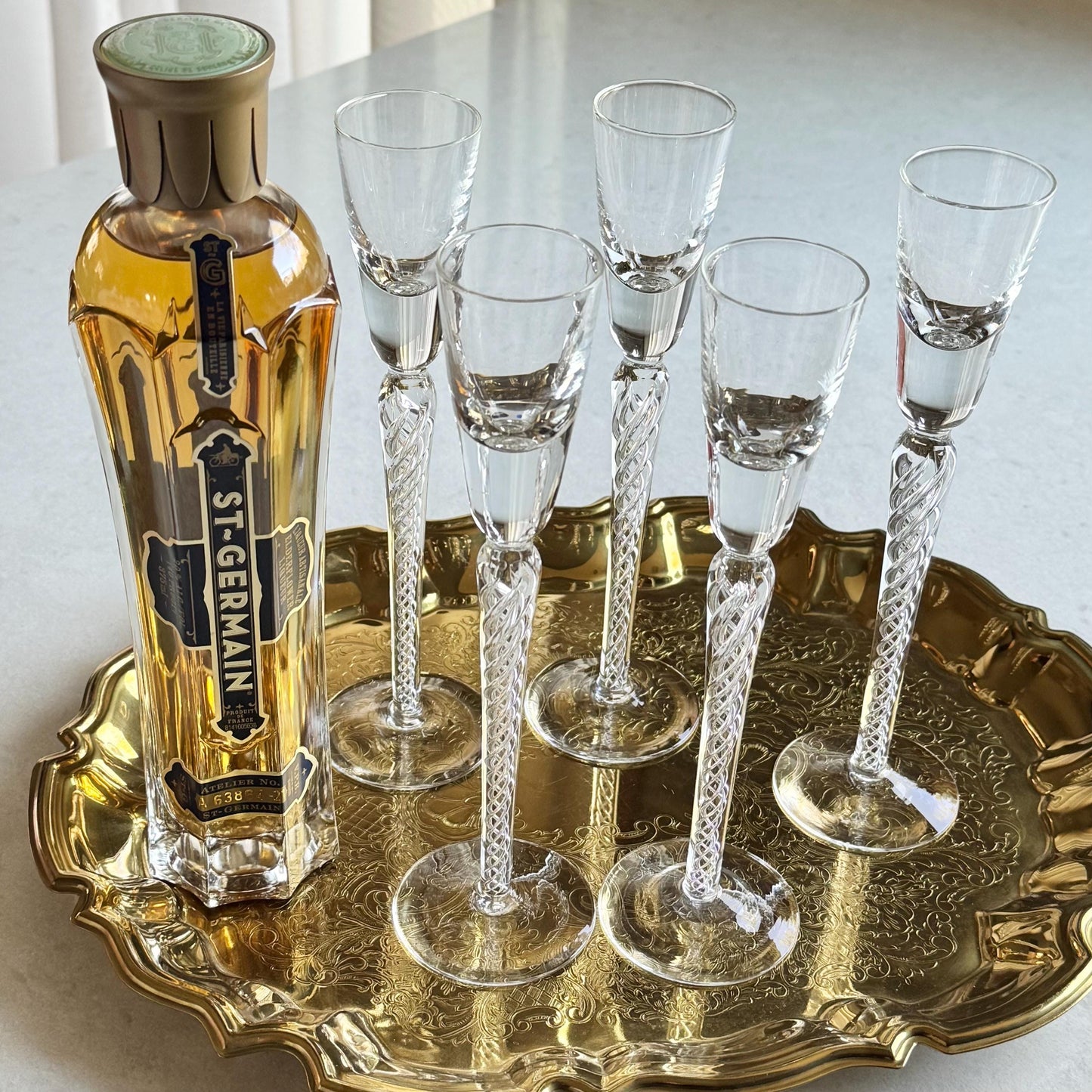 Vintage Bohemia Crystal-Crystalex Air Twist Stem Glasses (#BOC270) - Set of 5