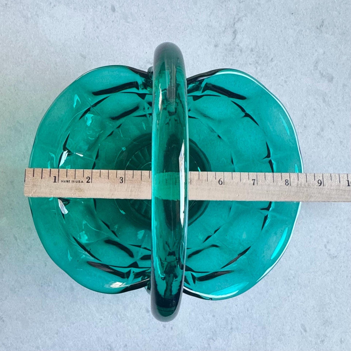 Vintage Tiara Glass Teal Green Constellation Basket
