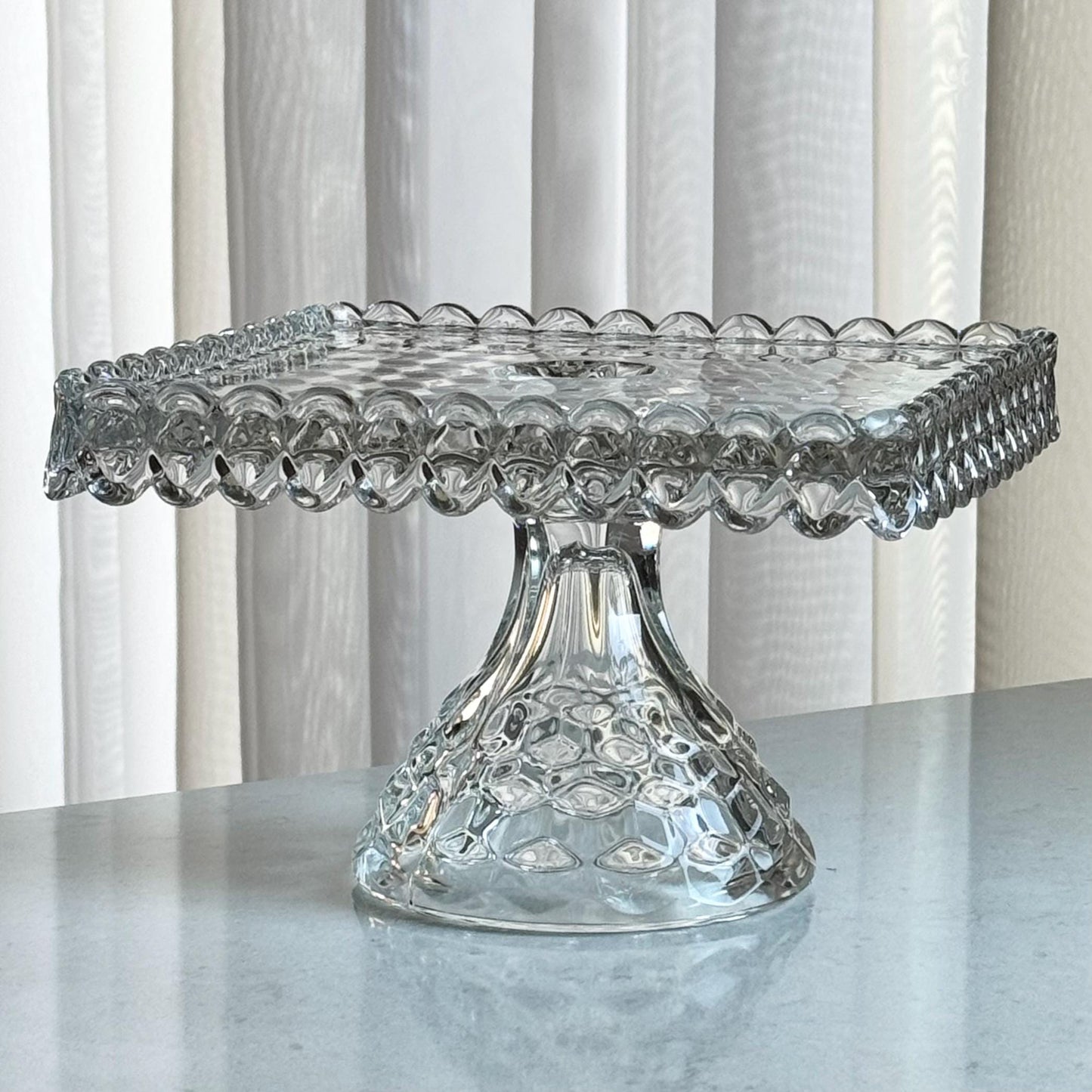 Vintage Fostoria American Square Cake Stand with Rum Well (circa 1915 - 1982)