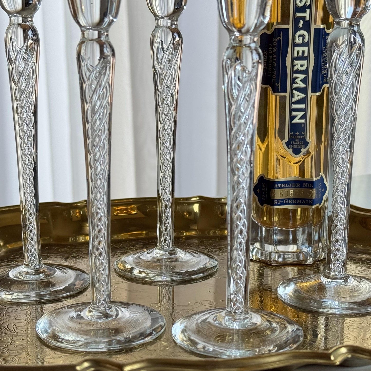 Vintage Bohemia Crystal-Crystalex Air Twist Stem Glasses (#BOC270) - Set of 5