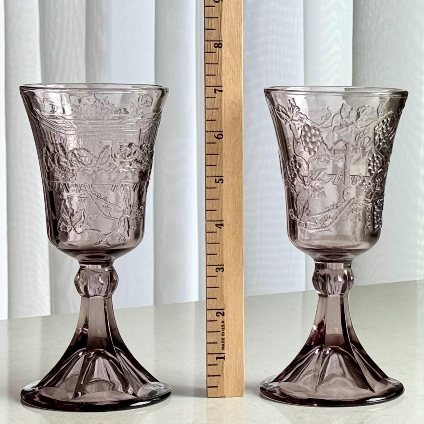 Vintage Indiana Glass Tiara Exclusive Amethyst Lord Supper Goblets - Set of 2