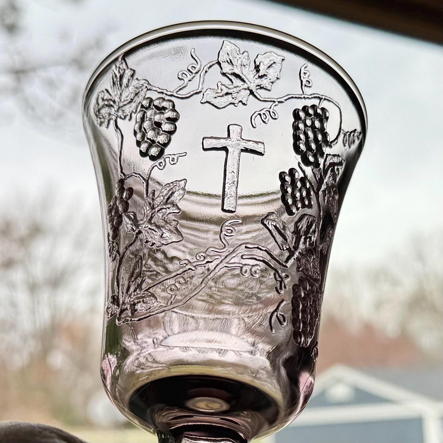 Vintage Indiana Glass Tiara Exclusive Amethyst Lord Supper Goblets - Set of 2