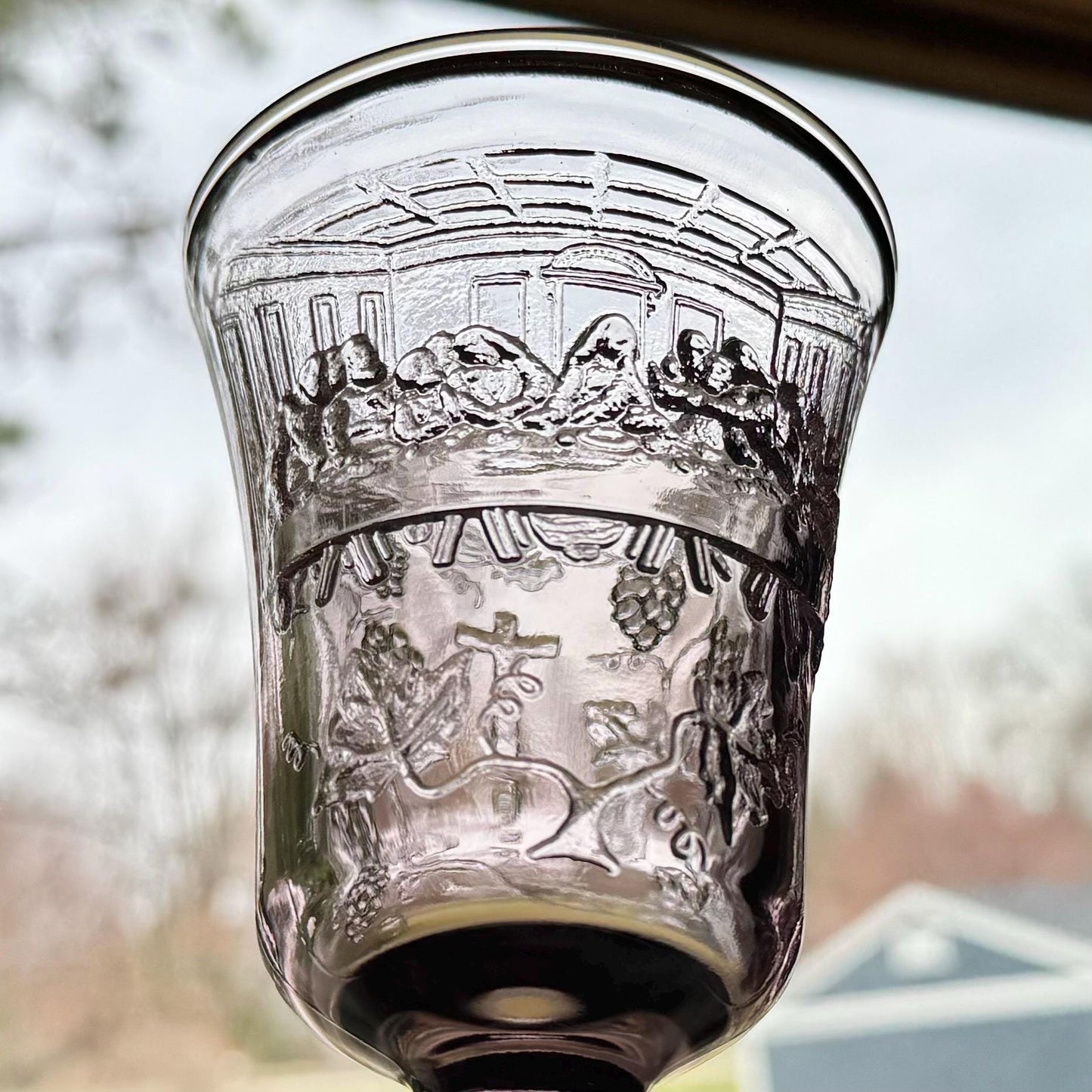 Vintage Indiana Glass Tiara Exclusive Amethyst Lord Supper Goblets - Set of 2