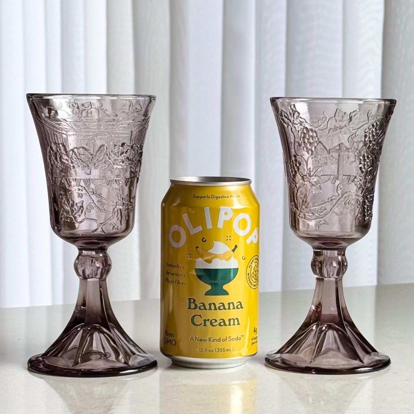 Vintage Indiana Glass Tiara Exclusive Amethyst Lord Supper Goblets - Set of 2