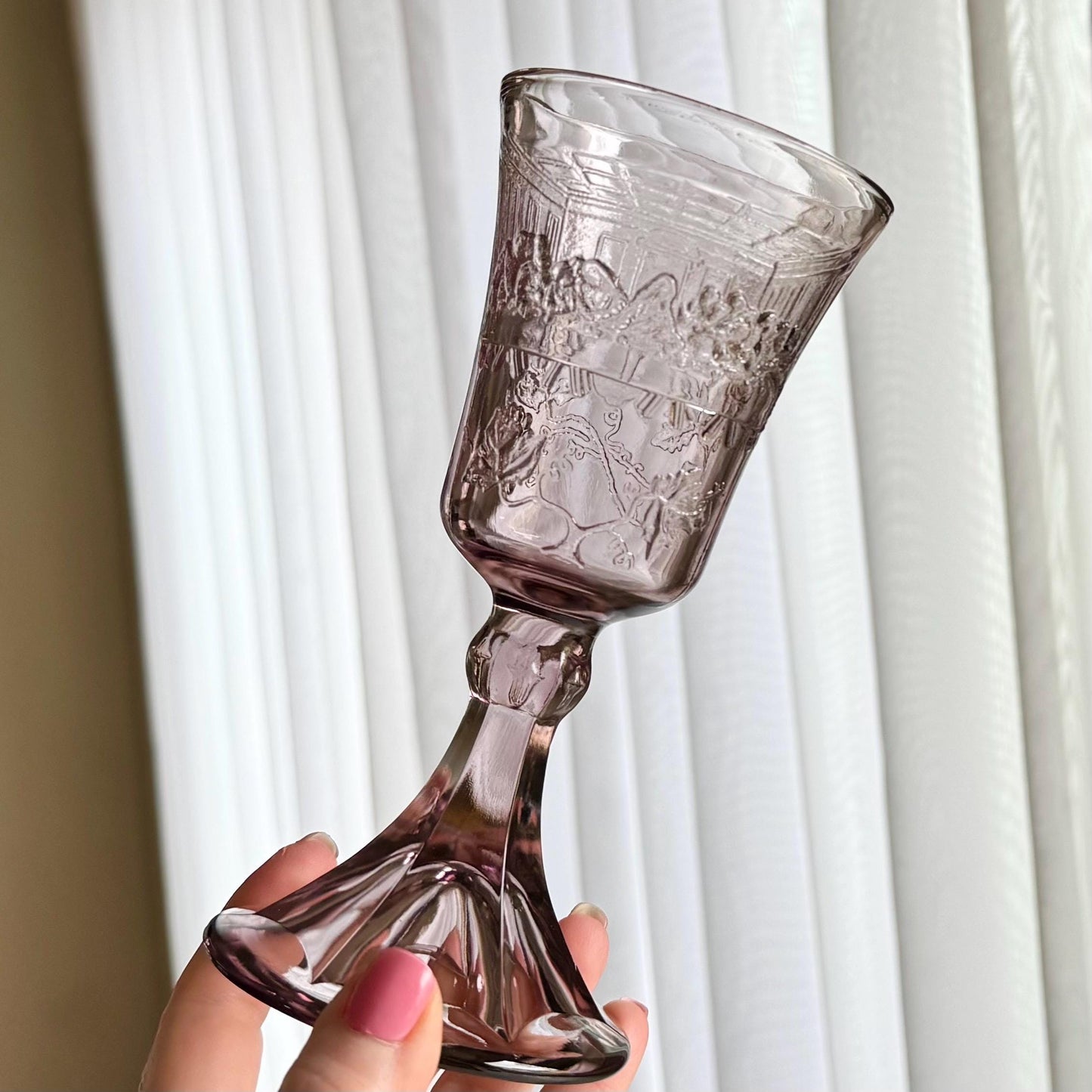 Vintage Indiana Glass Tiara Exclusive Amethyst Lord Supper Goblets - Set of 2