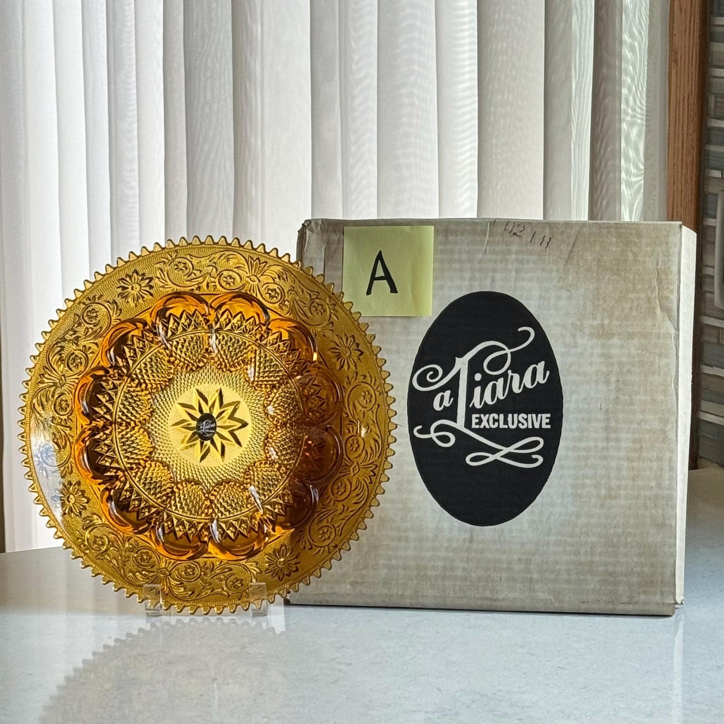 Vintage Indiana Glass Tiara Exclusive Amber Egg Plates - 3 Available