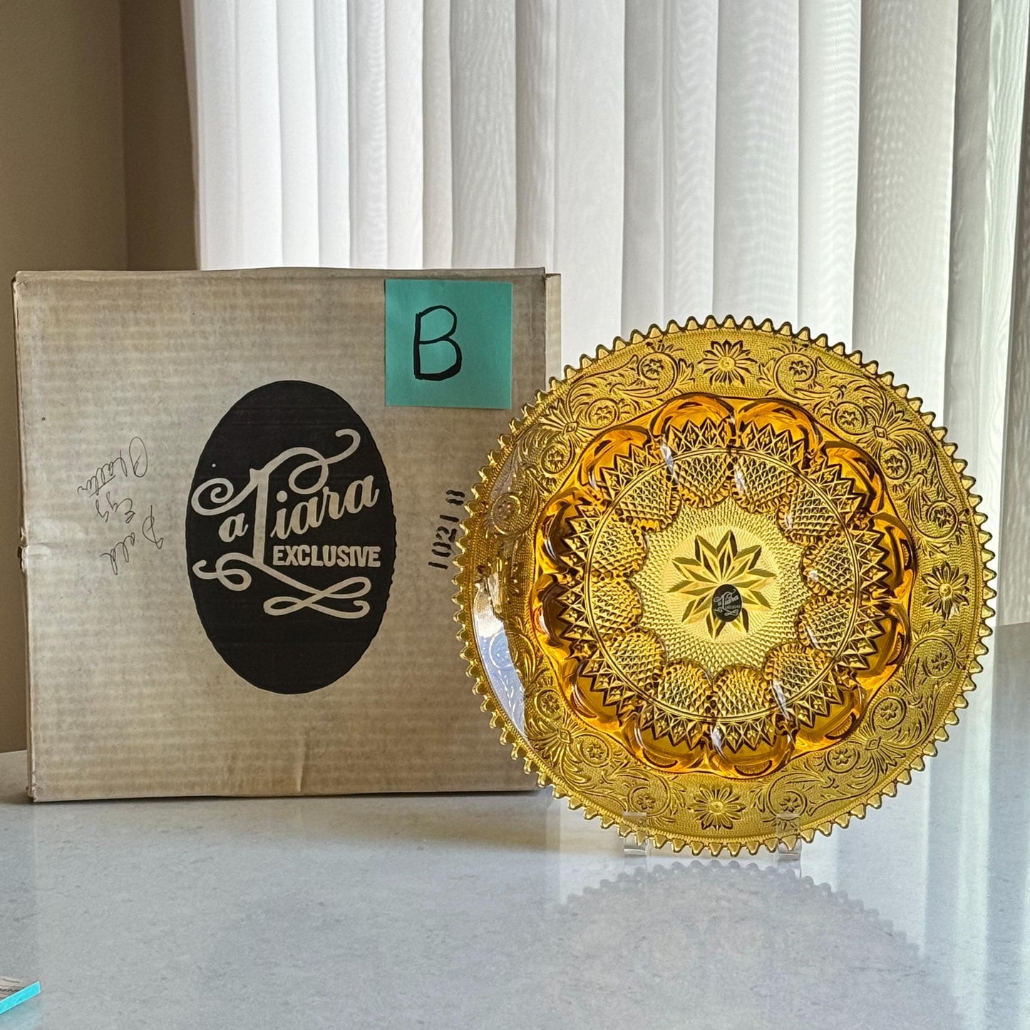 Vintage Indiana Glass Tiara Exclusive Amber Egg Plates - 3 Available
