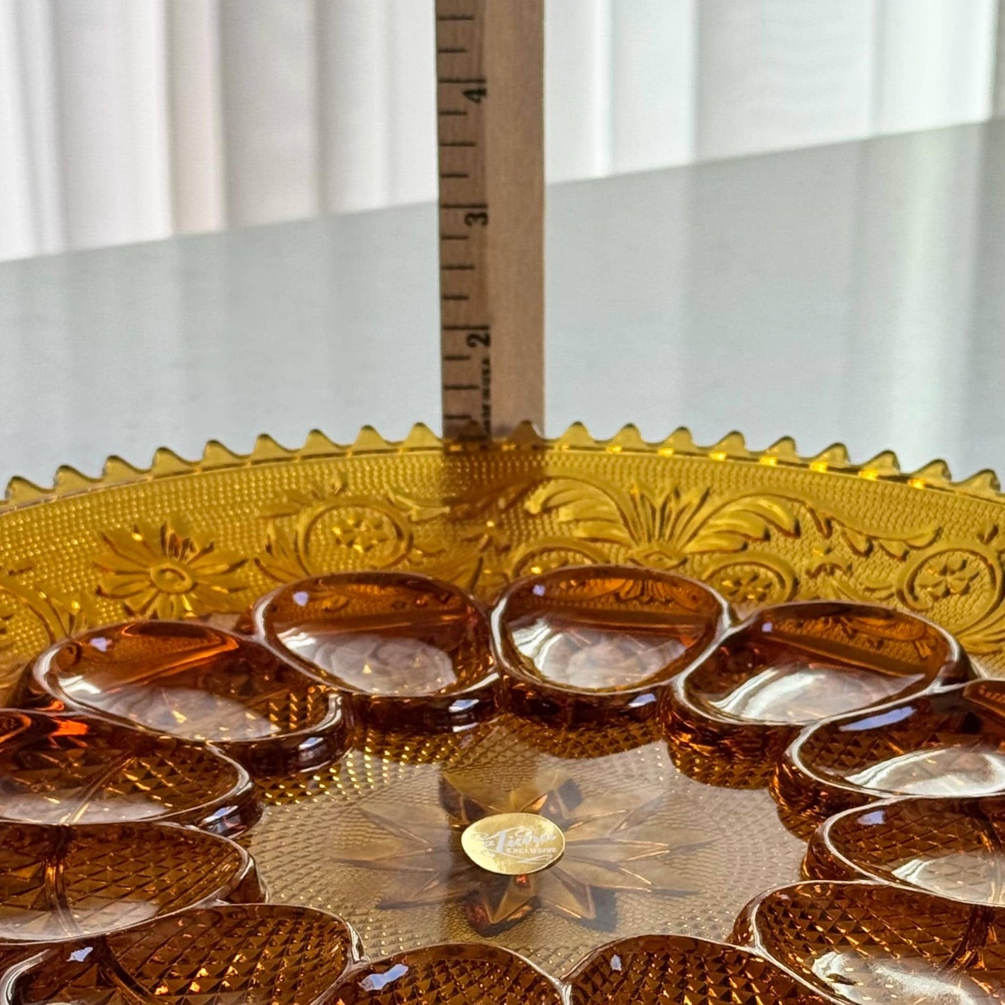 Vintage Indiana Glass Tiara Exclusive Amber Egg Plates - 3 Available