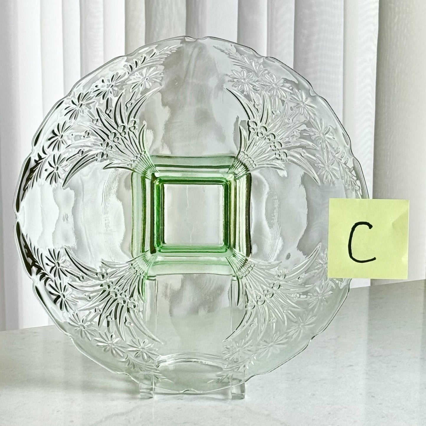 Vintage Indiana Glass Green 13 Inch Footed Cake Plate (#371)  - 3 Available