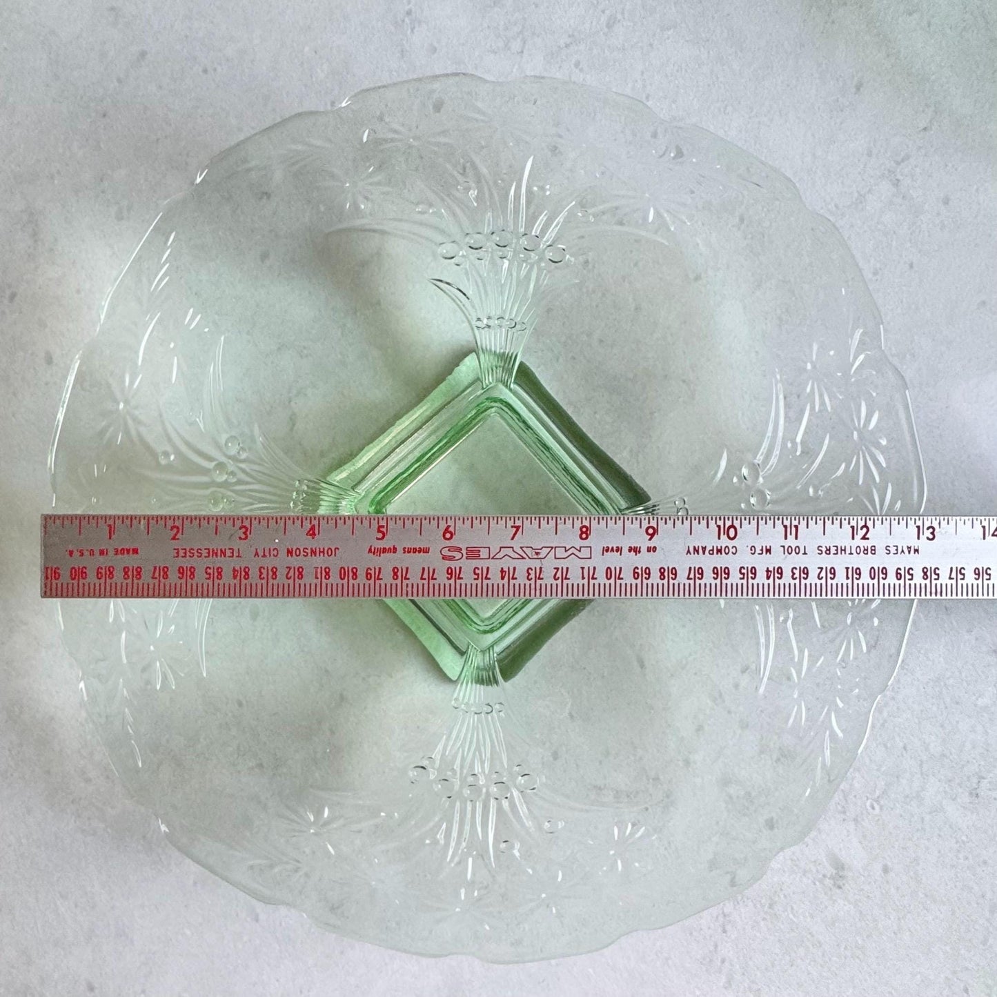 Vintage Indiana Glass Green 13 Inch Footed Cake Plate (#371)  - 3 Available