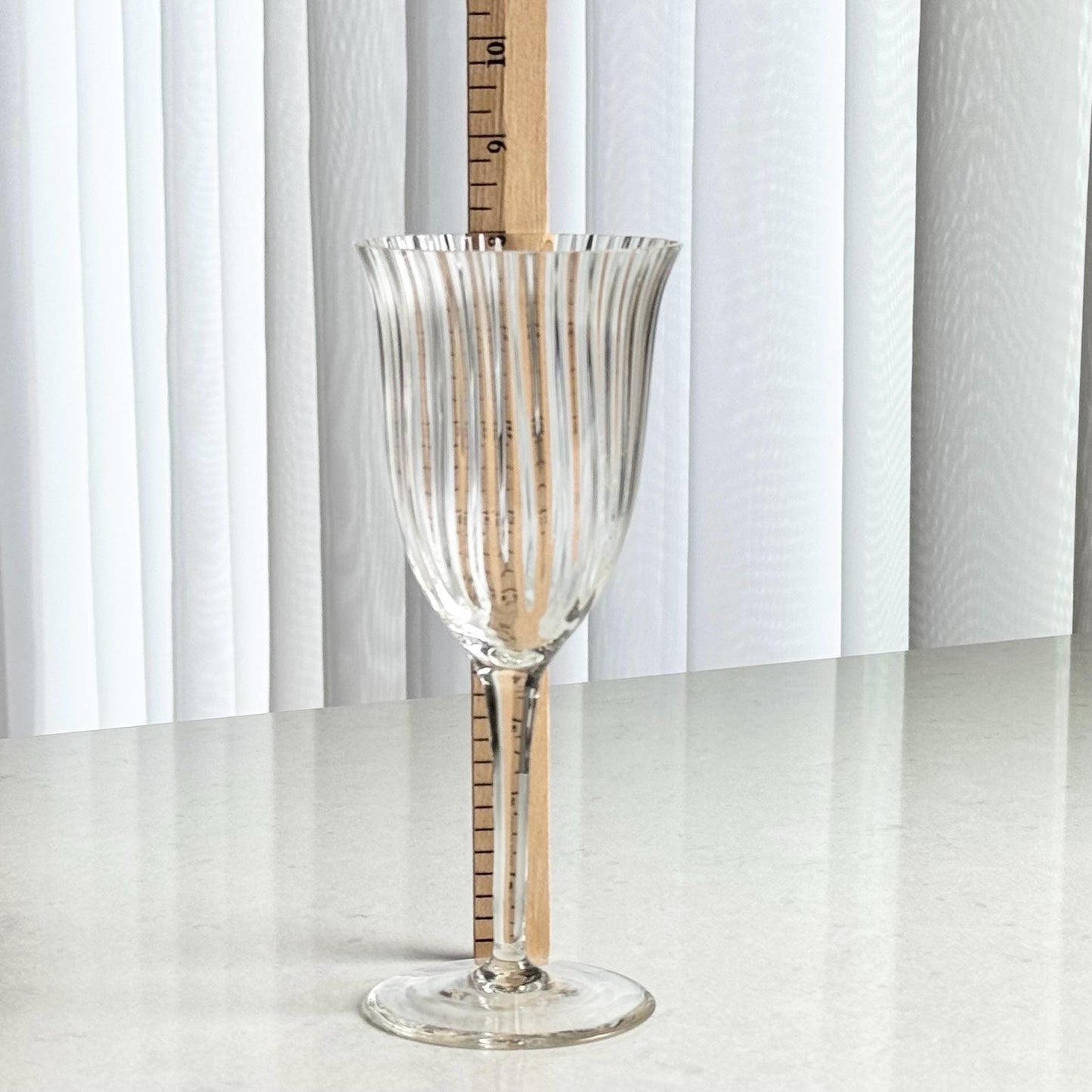 Vintage Crystal Ribbed Glasses - Set of 7 Goblets