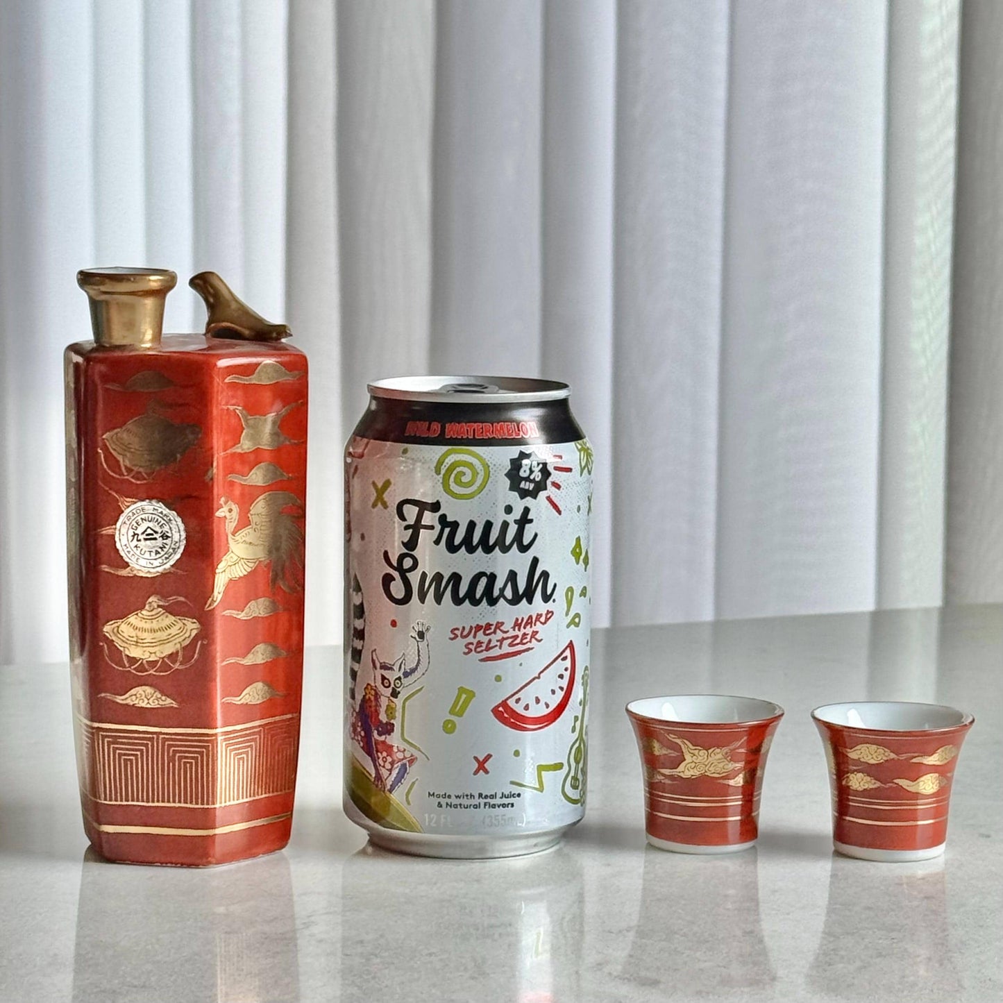 Vintage Japanese Tokkuri Uguiso Dokkuri (Whistling Bird) Sake Set