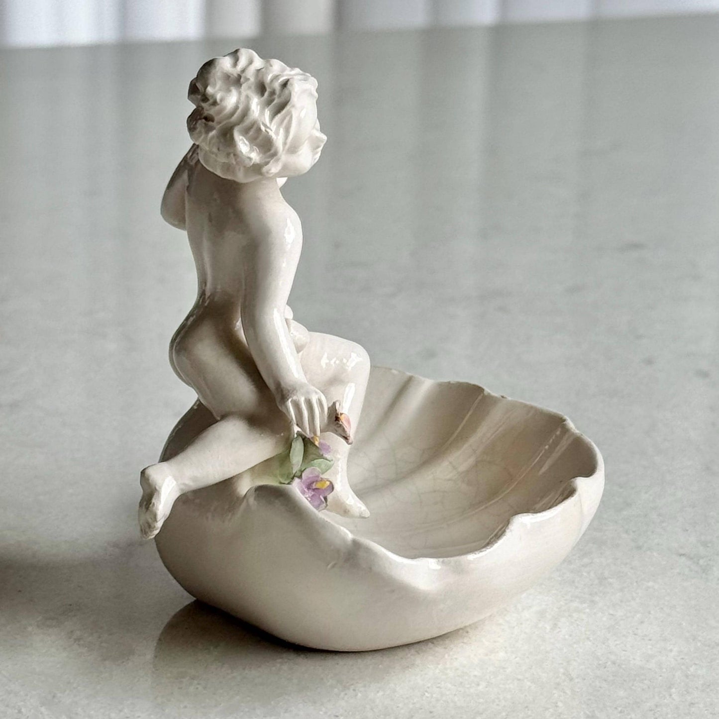 Vintage Cherub in a Shell Trinket Dish