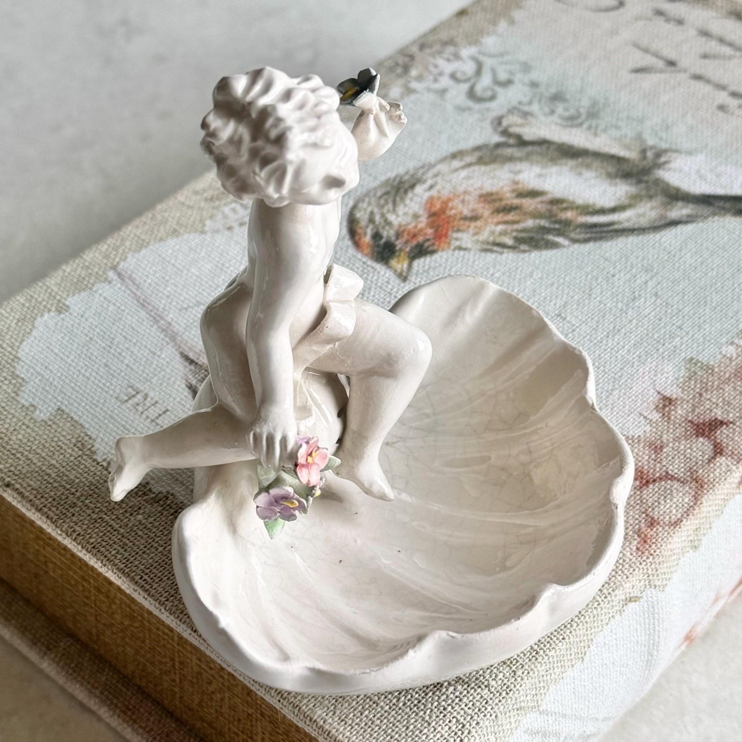 Vintage Cherub in a Shell Trinket Dish