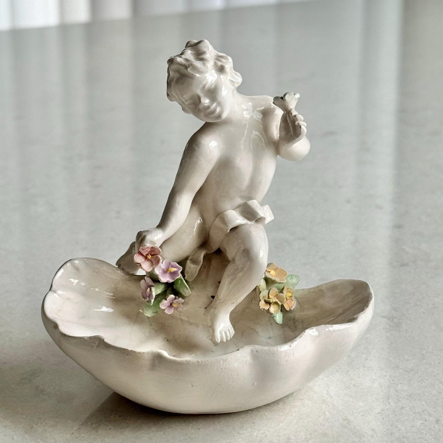Vintage Cherub in a Shell Trinket Dish
