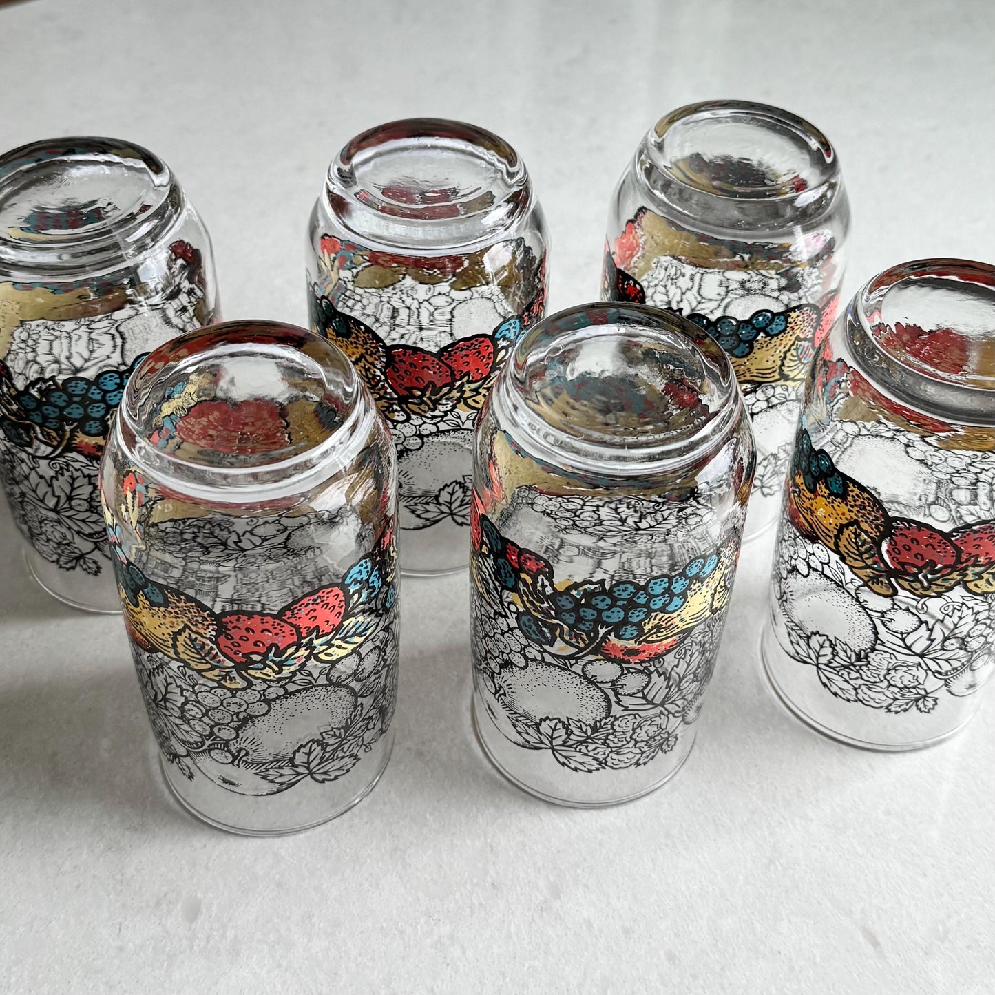 Vintage Fruit Motif Tumblers - Set of 6