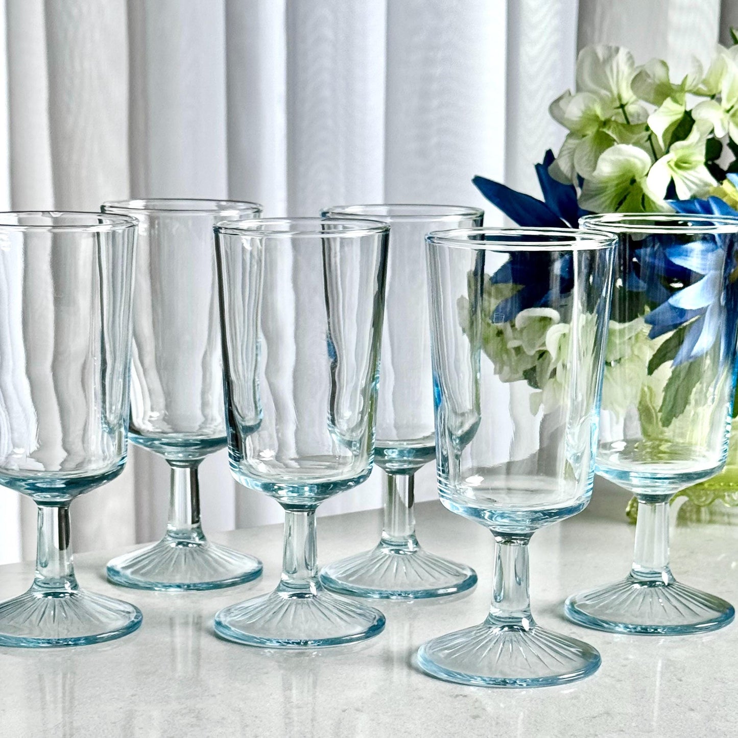 Vintage Duz Star Sapphire Glasses - Set of 6
