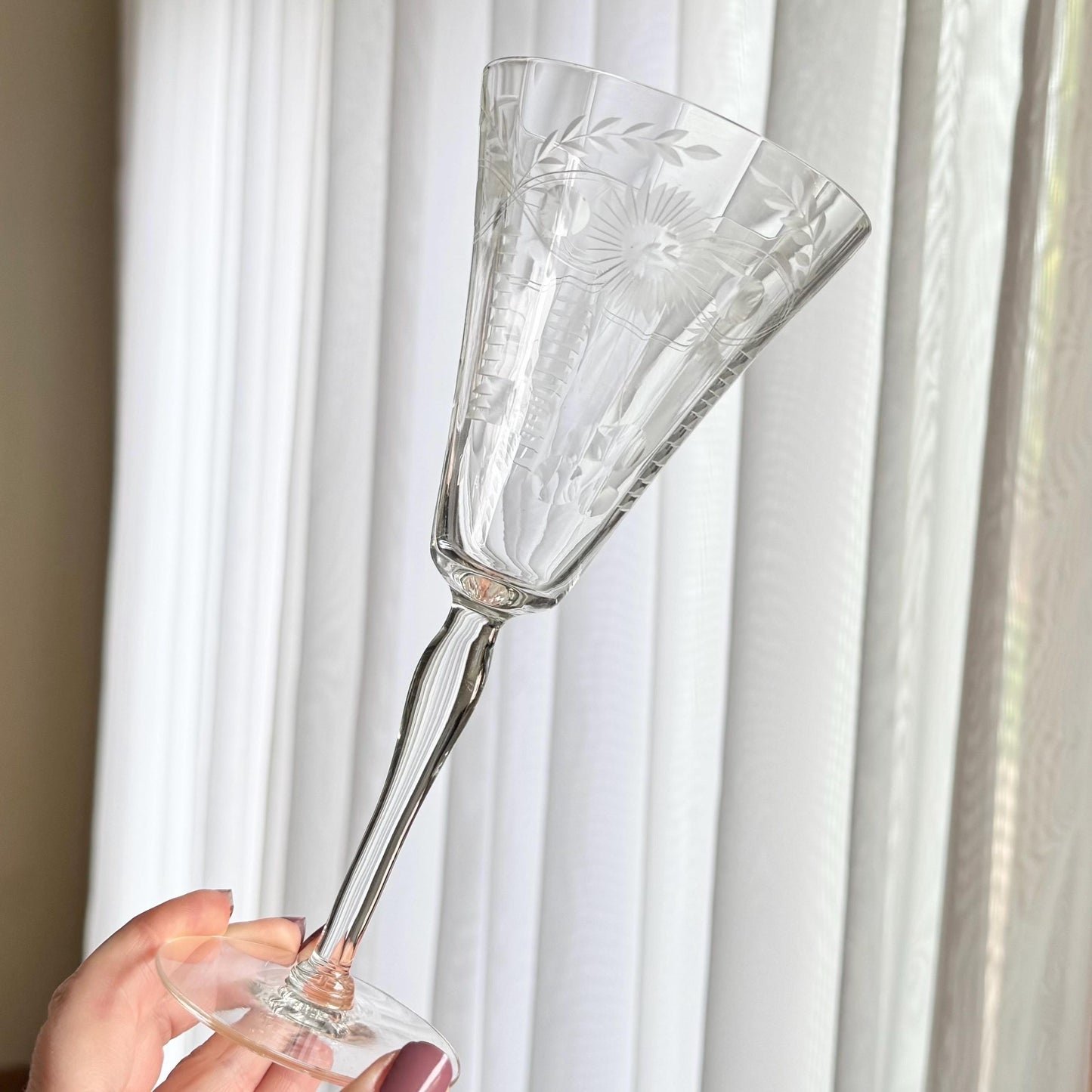 Vintage Etched Glasses - Set of 4 (#4009)