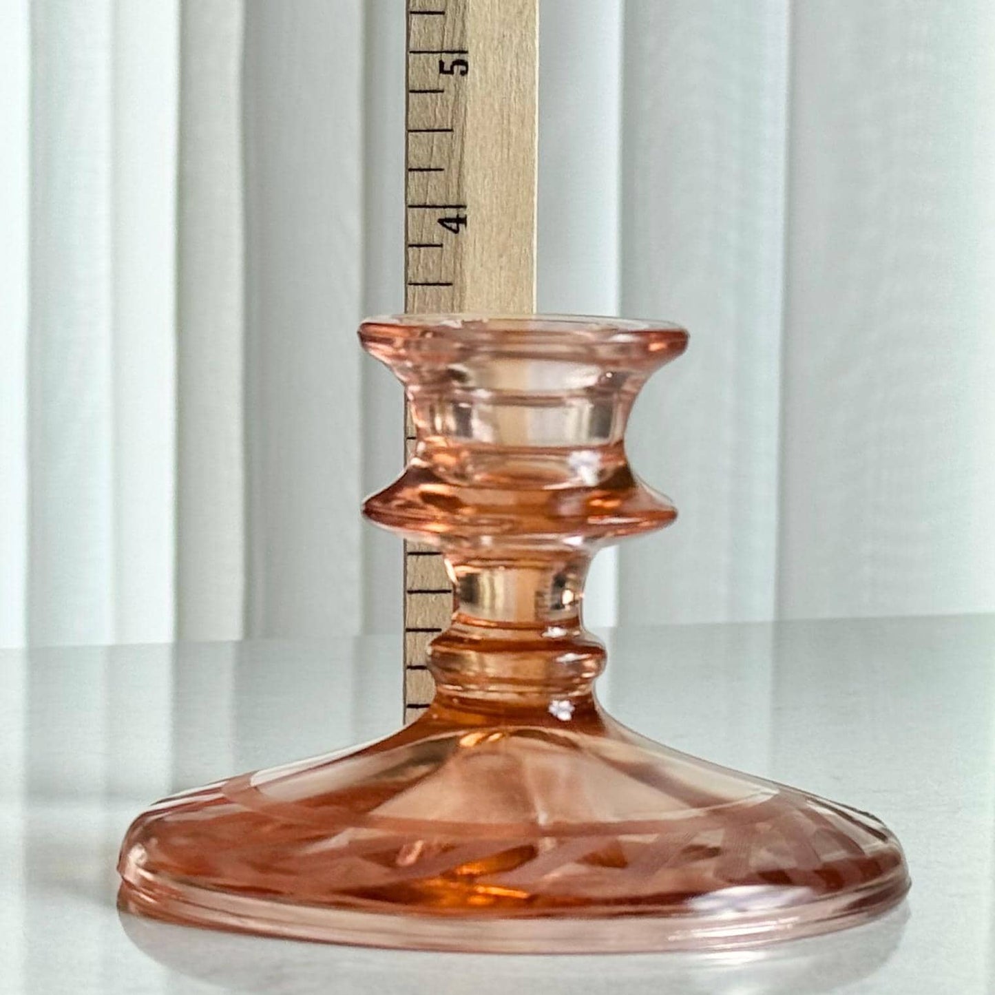 Vintage Pink Etched Candle Holders - Set of 2