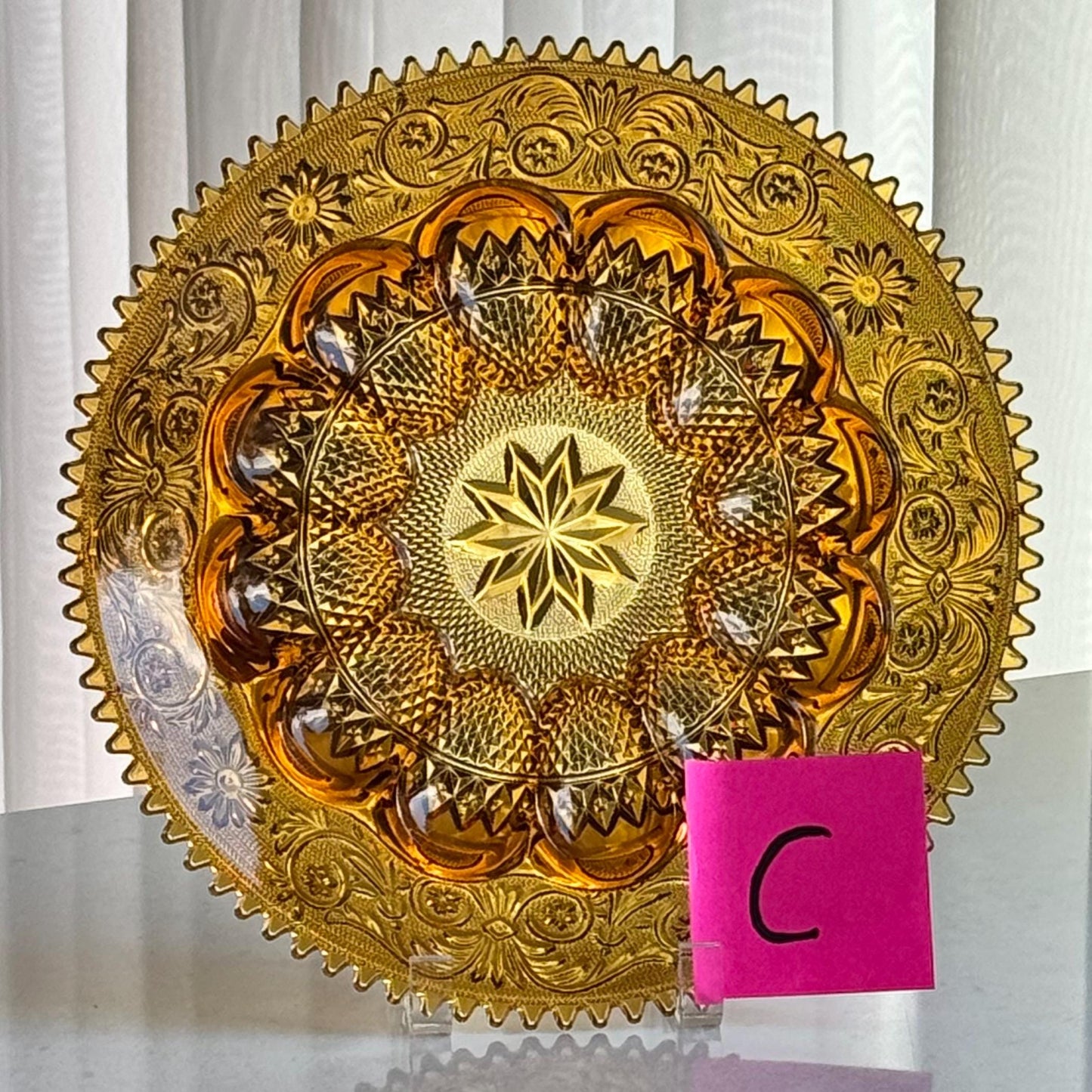 Vintage Indiana Glass Tiara Exclusive Amber Egg Plates - 3 Available