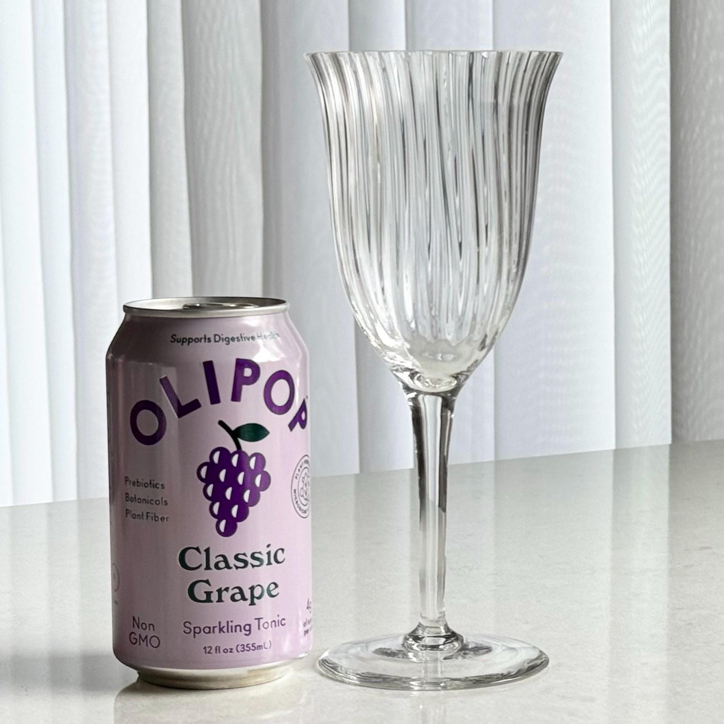 Vintage Crystal Ribbed Glasses - Set of 7 Goblets