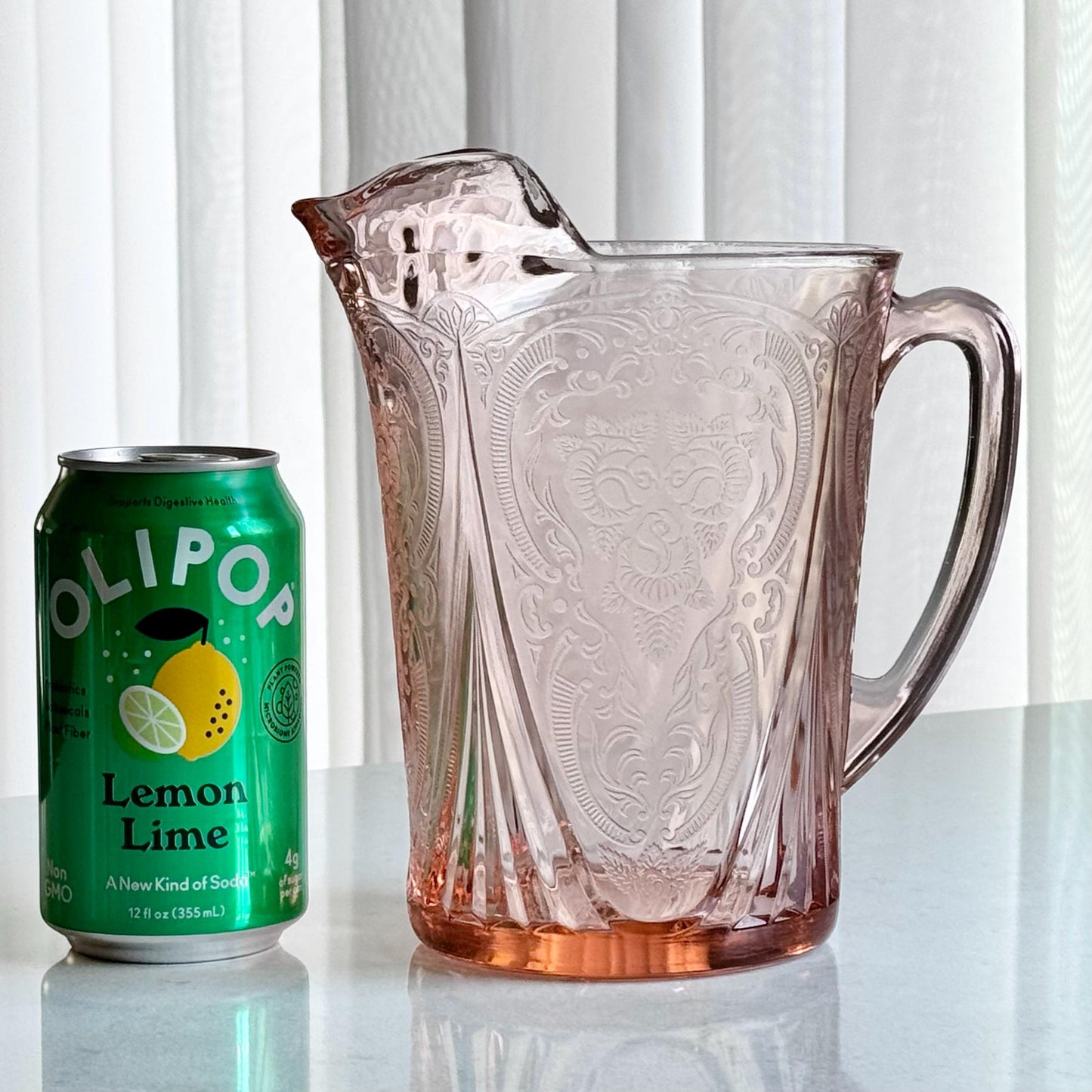 Vintage Hazel Atlas Pink Royal Lace Pitcher (circa 1934 - 1941)