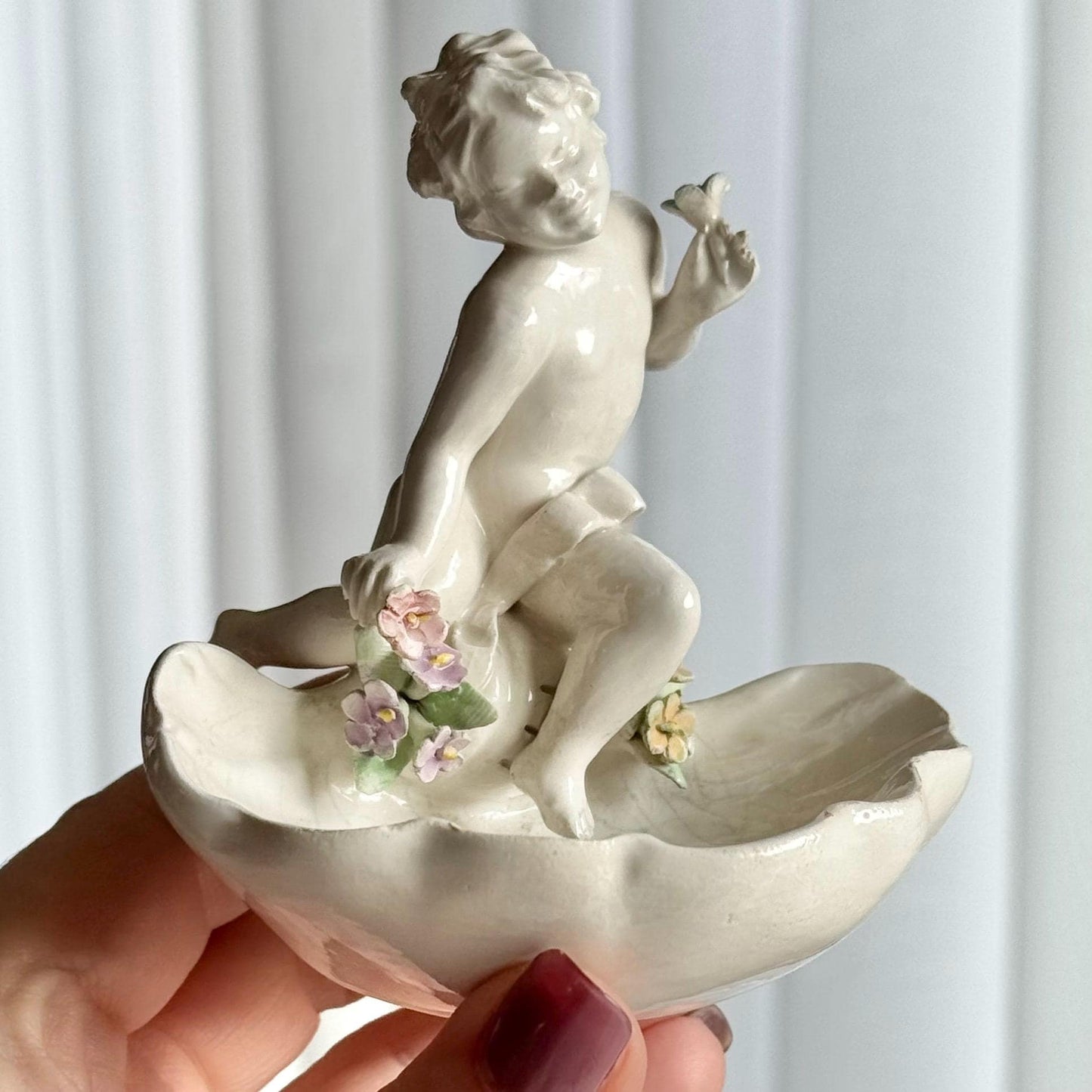 Vintage Cherub in a Shell Trinket Dish