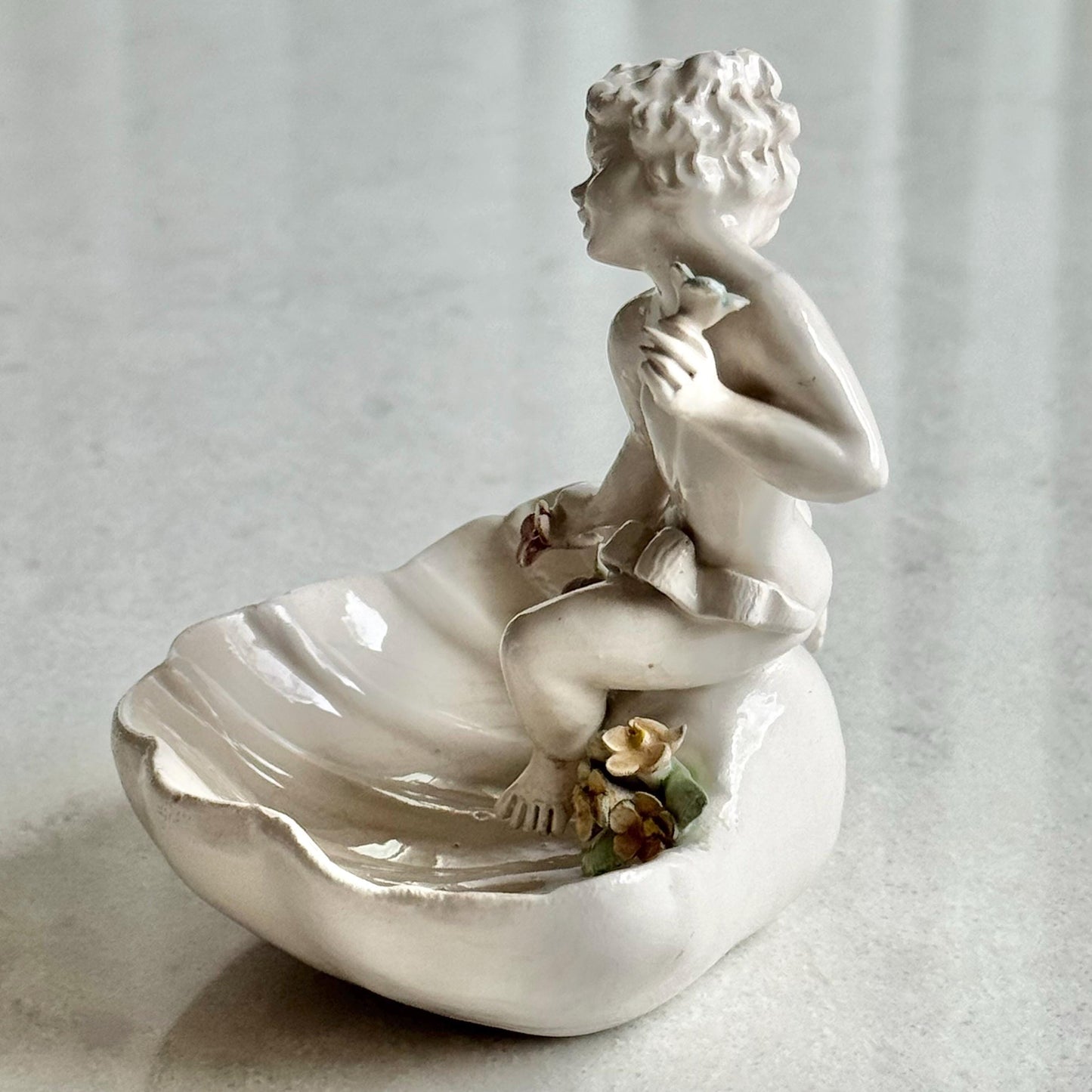 Vintage Cherub in a Shell Trinket Dish