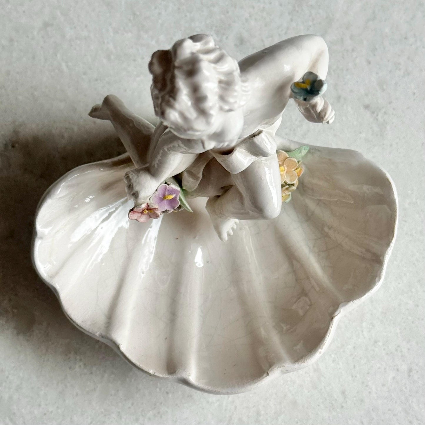 Vintage Cherub in a Shell Trinket Dish