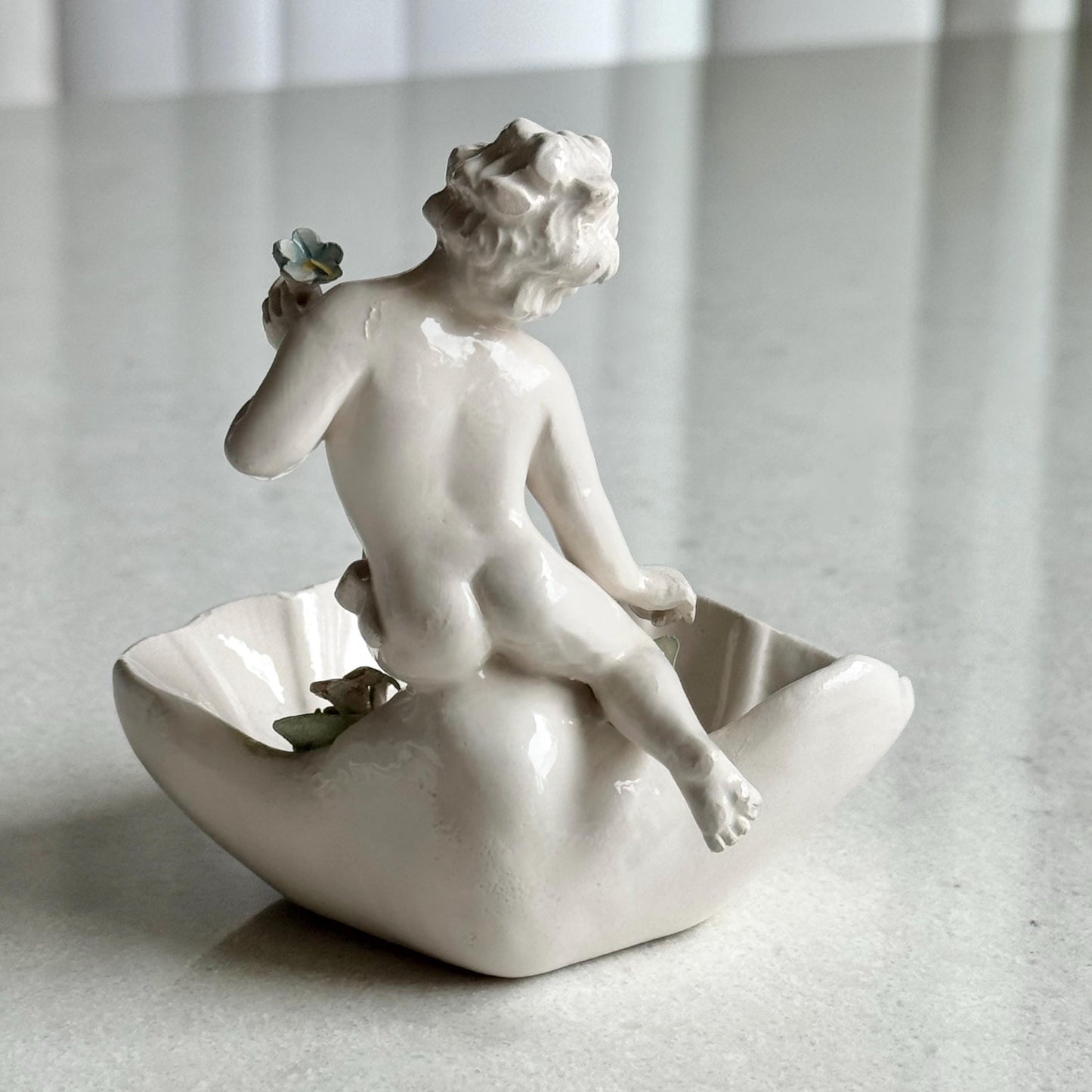 Vintage Cherub in a Shell Trinket Dish