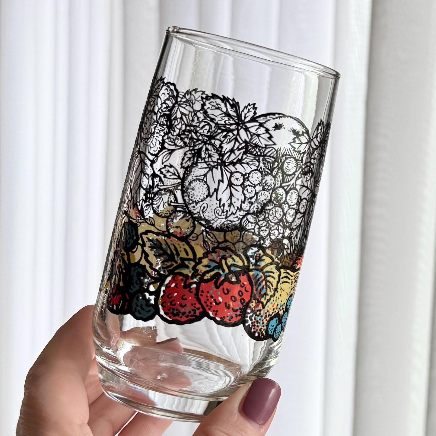 Vintage Fruit Motif Tumblers - Set of 6