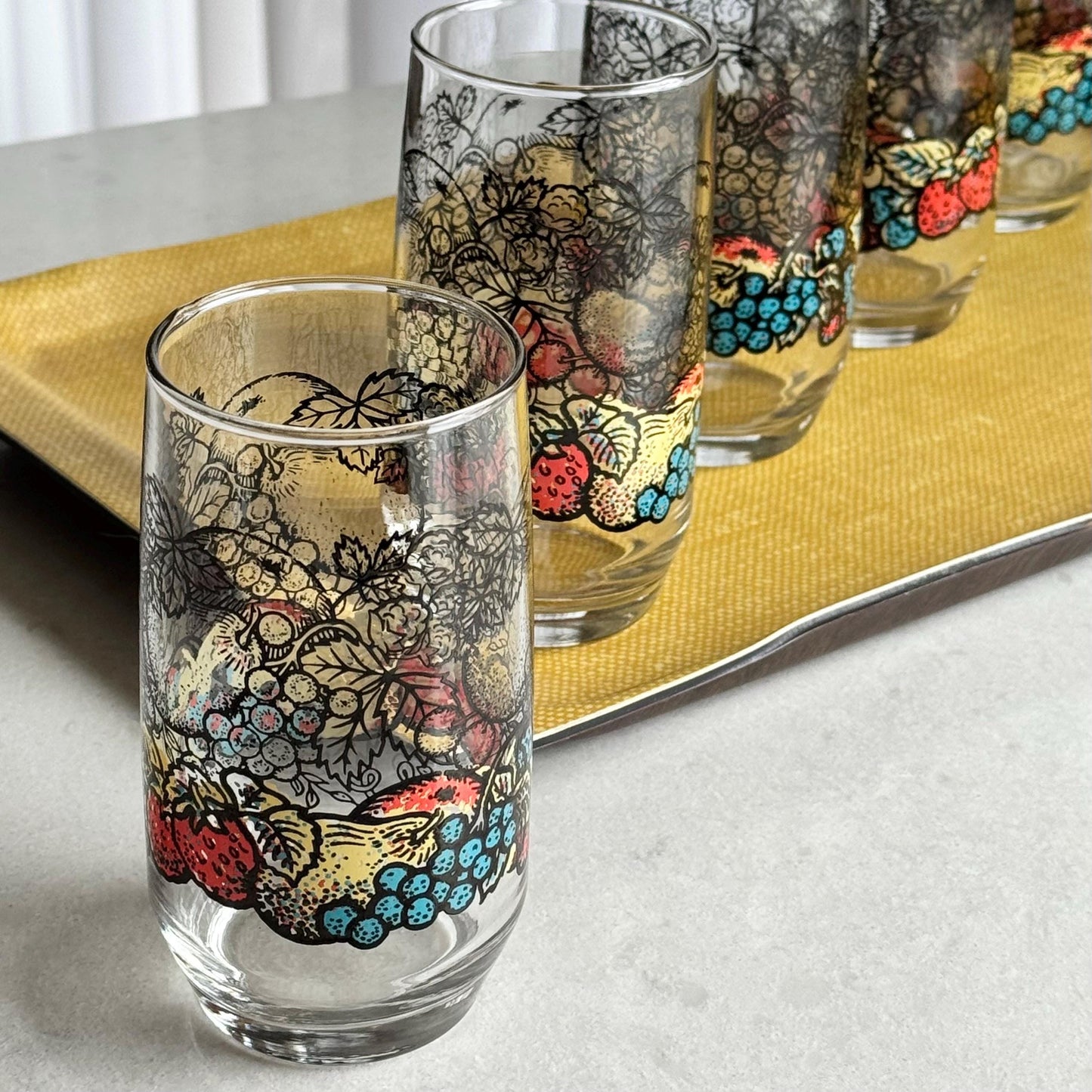 Vintage Fruit Motif Tumblers - Set of 6