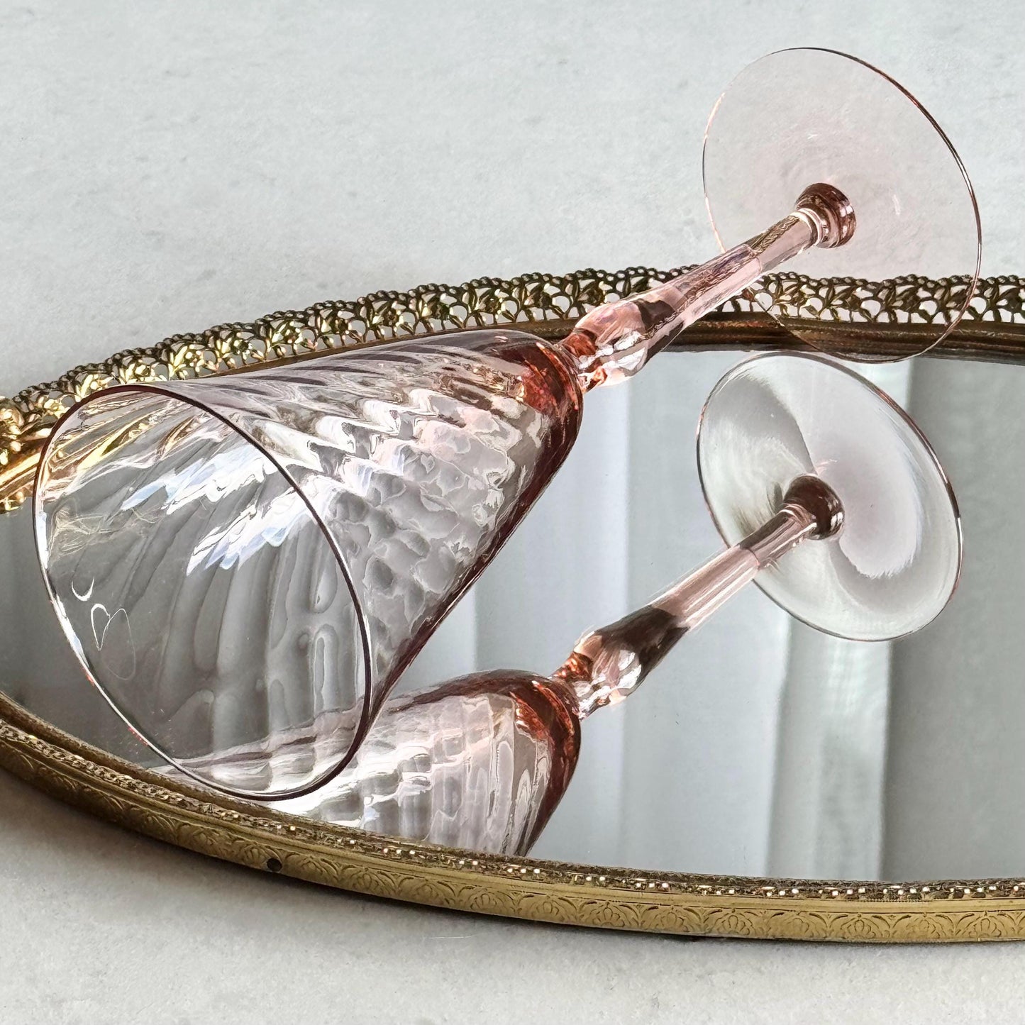 Vintage Pink Diamond Optic Glasses - Set of 6
