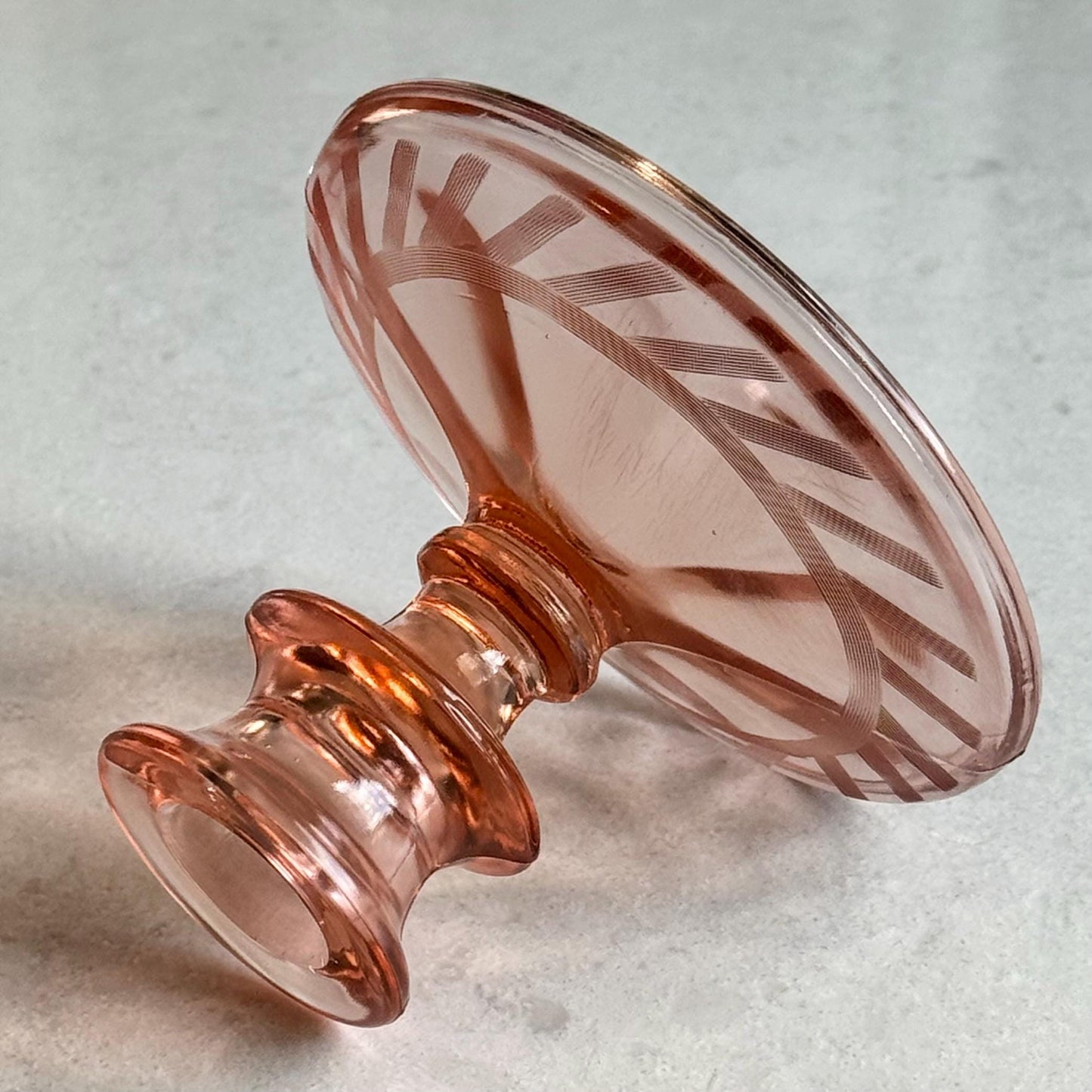 Vintage Pink Etched Candle Holders - Set of 2