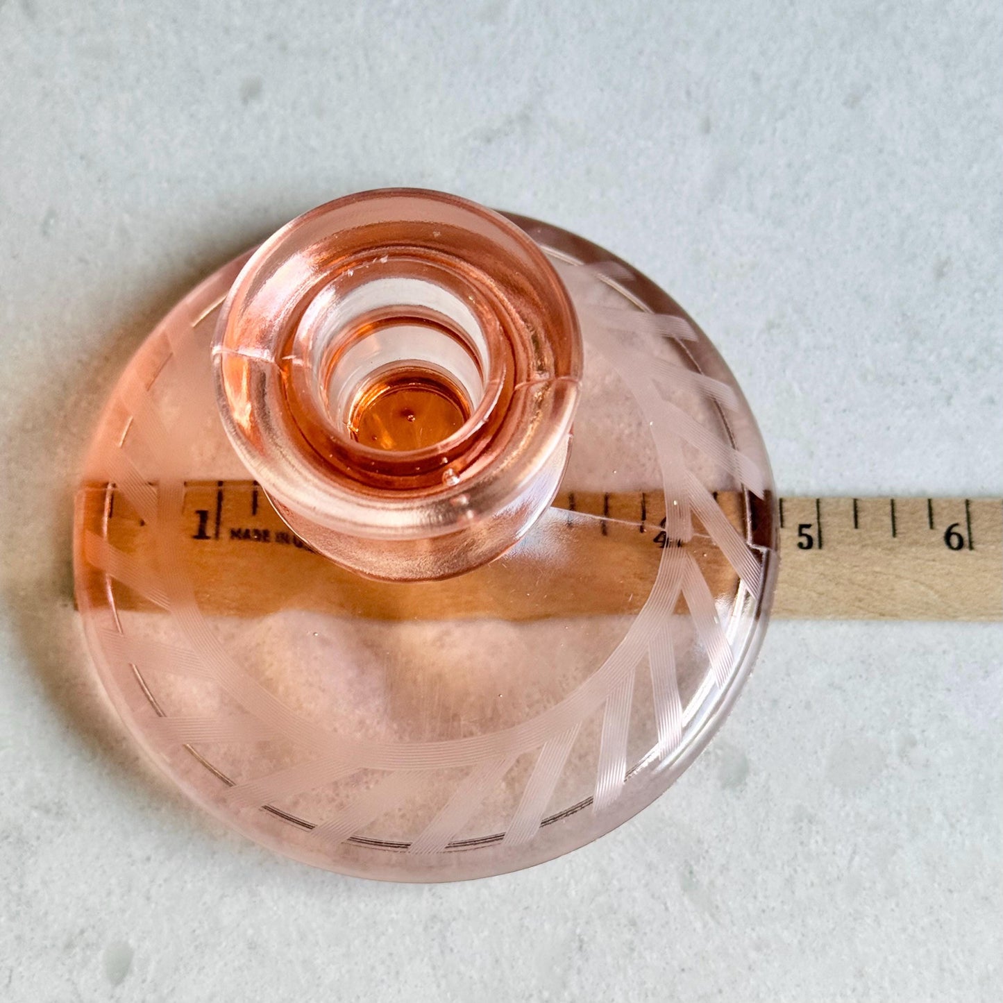 Vintage Pink Etched Candle Holders - Set of 2