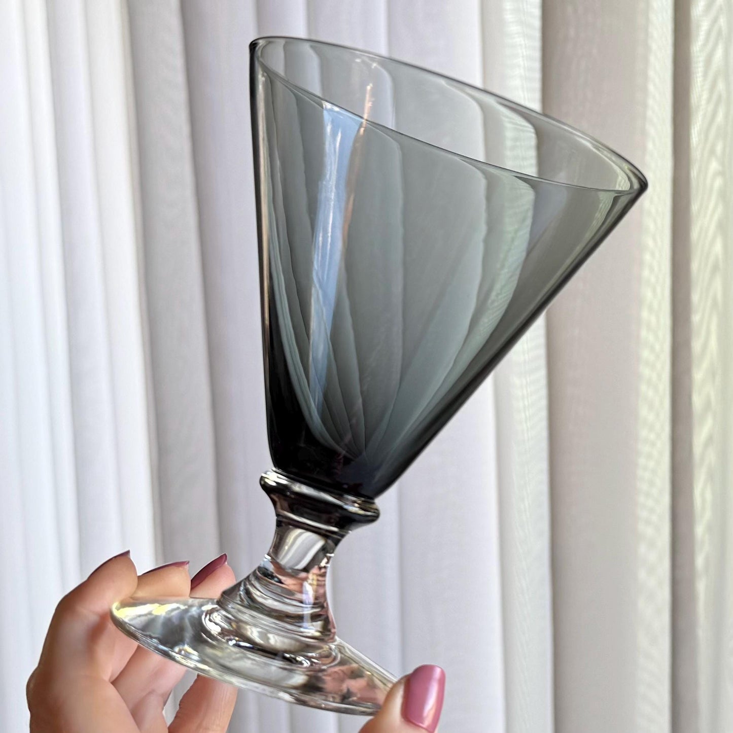 Vintage Seneca Charcoal Gray Glasses (Stem #1605) - Set of 10
